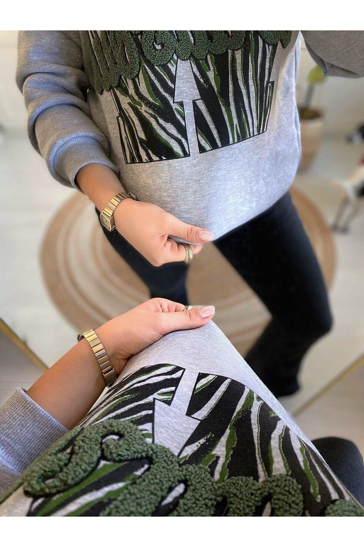 Nakış İşlemeli WildSoul Gri  Sweatshirt