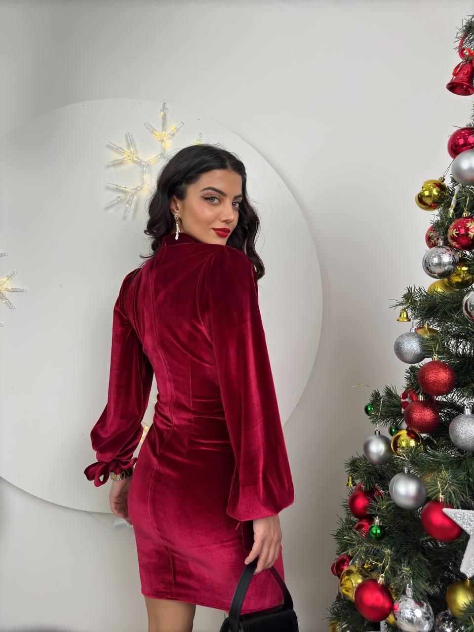 Özel Tasarım  Bordo Kadife Elbise