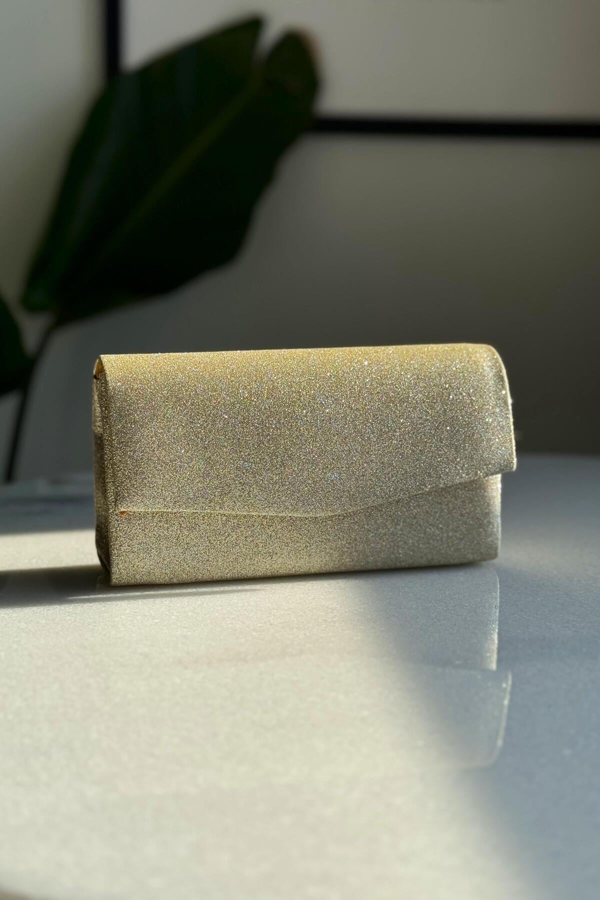 Simli Bej Clutch El Çantası