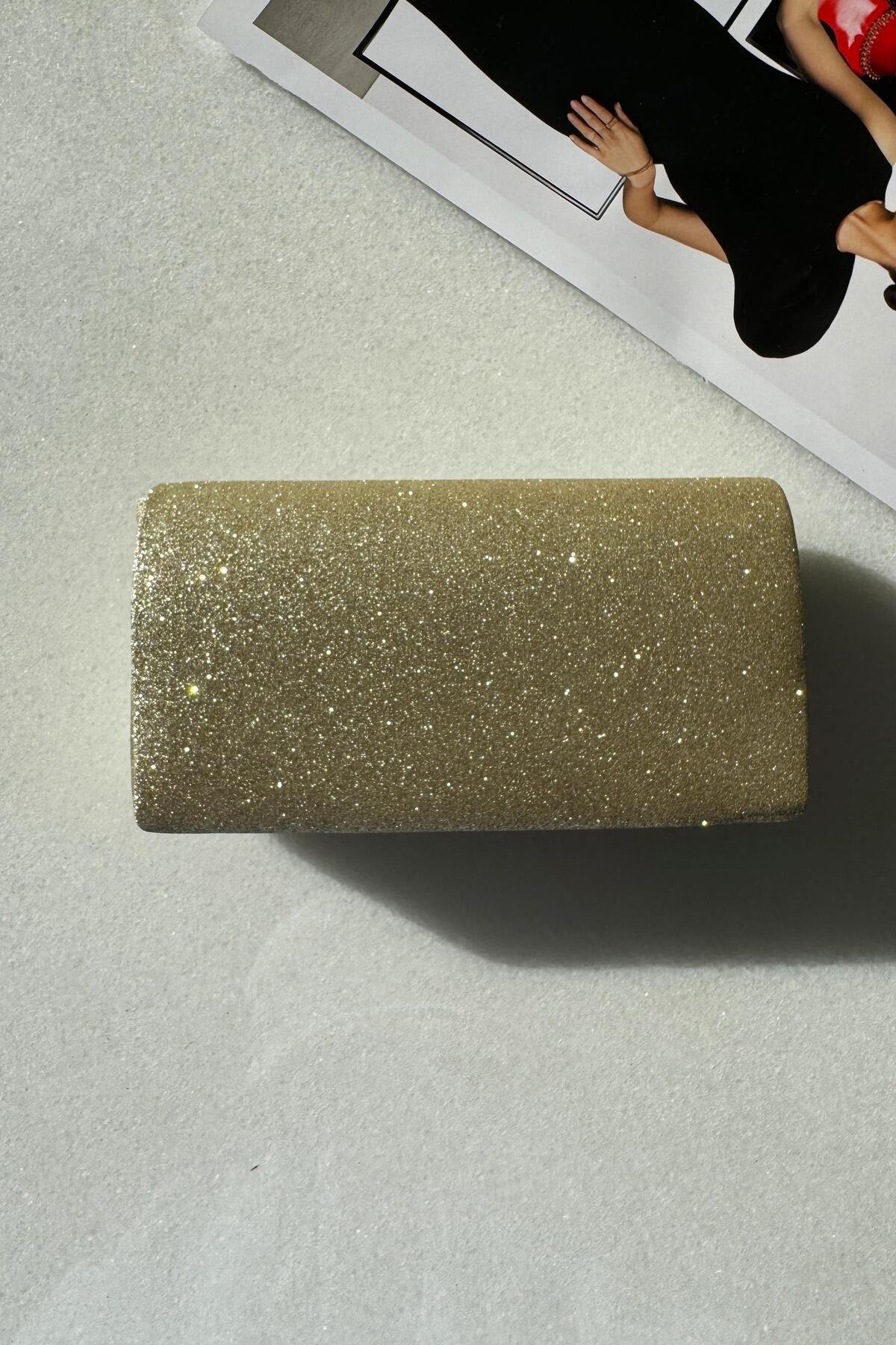 Simli Bej Clutch El Çantası