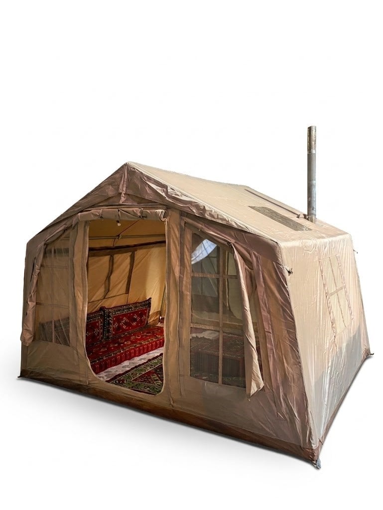Çadır Dünyası 4 Mevsim Sobalı Kamp Çadırı - 320x250 cm Geniş Yaşam Alanı, 420D Oxford Su Geçirmez Kumaş, Profesyonel Kışlık Çadır