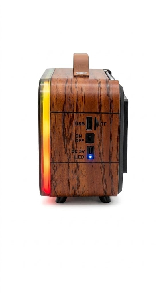 Çadır Dünyası Everton RT-711 Nostaljik Güneş Enerjili Kamp Radyosu - Solar Panelli, Bluetoothlu, USB/TF Kart Çalarlı RGB Işıklı Saatli Hoparlör
