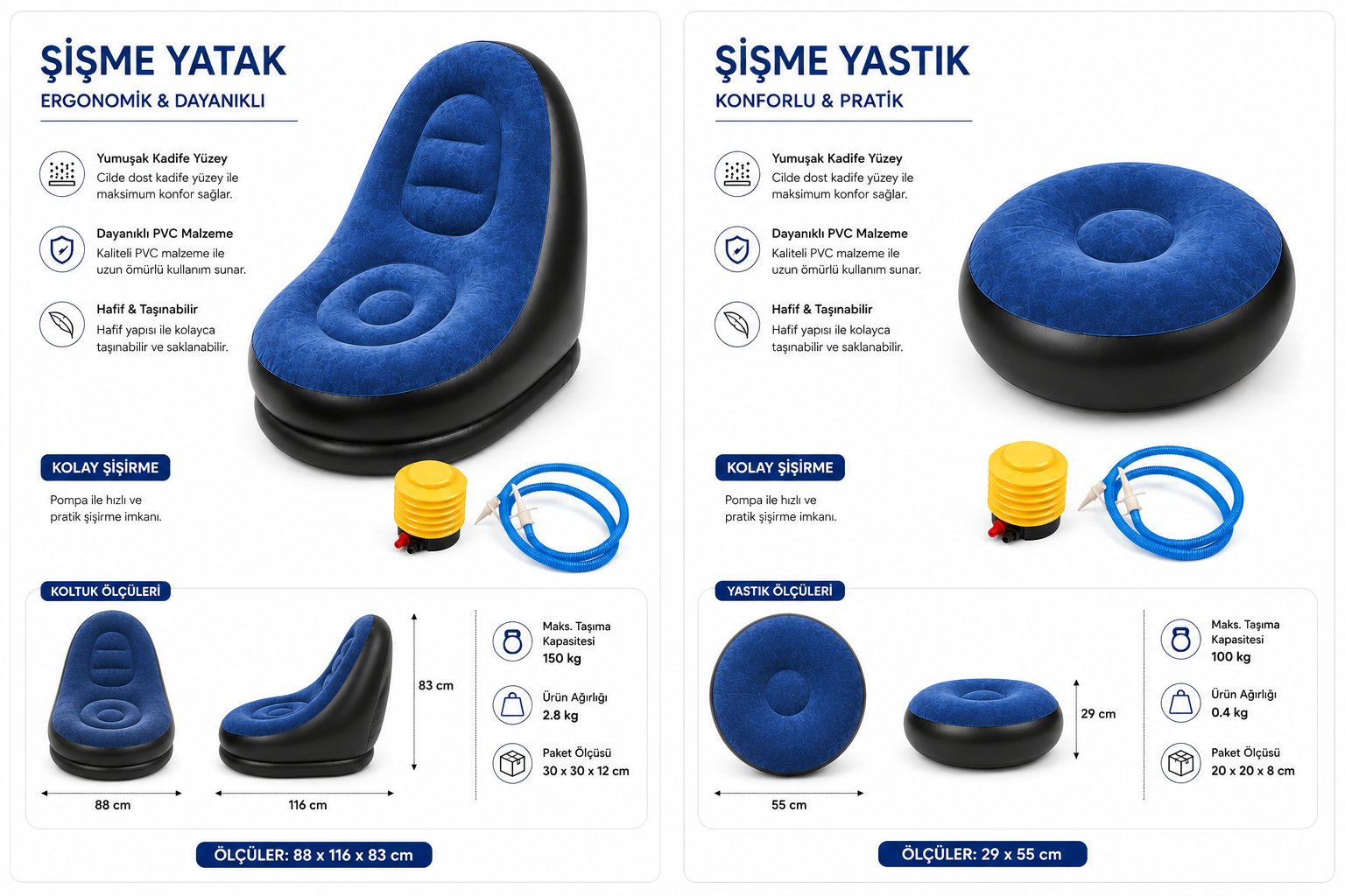 ŞİŞME KOLTUK & YASTIK SETİ