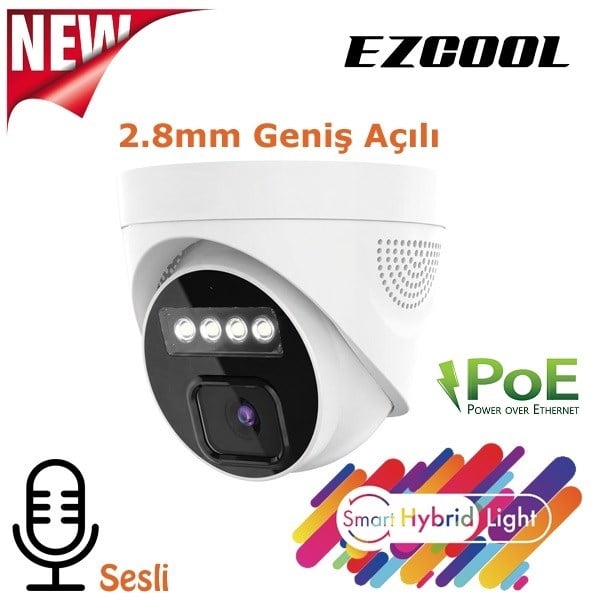EZCOOL EZ-1045IPS 5MP 2.8MM HIBRIT POE SESLİ IP DOME KAMERA