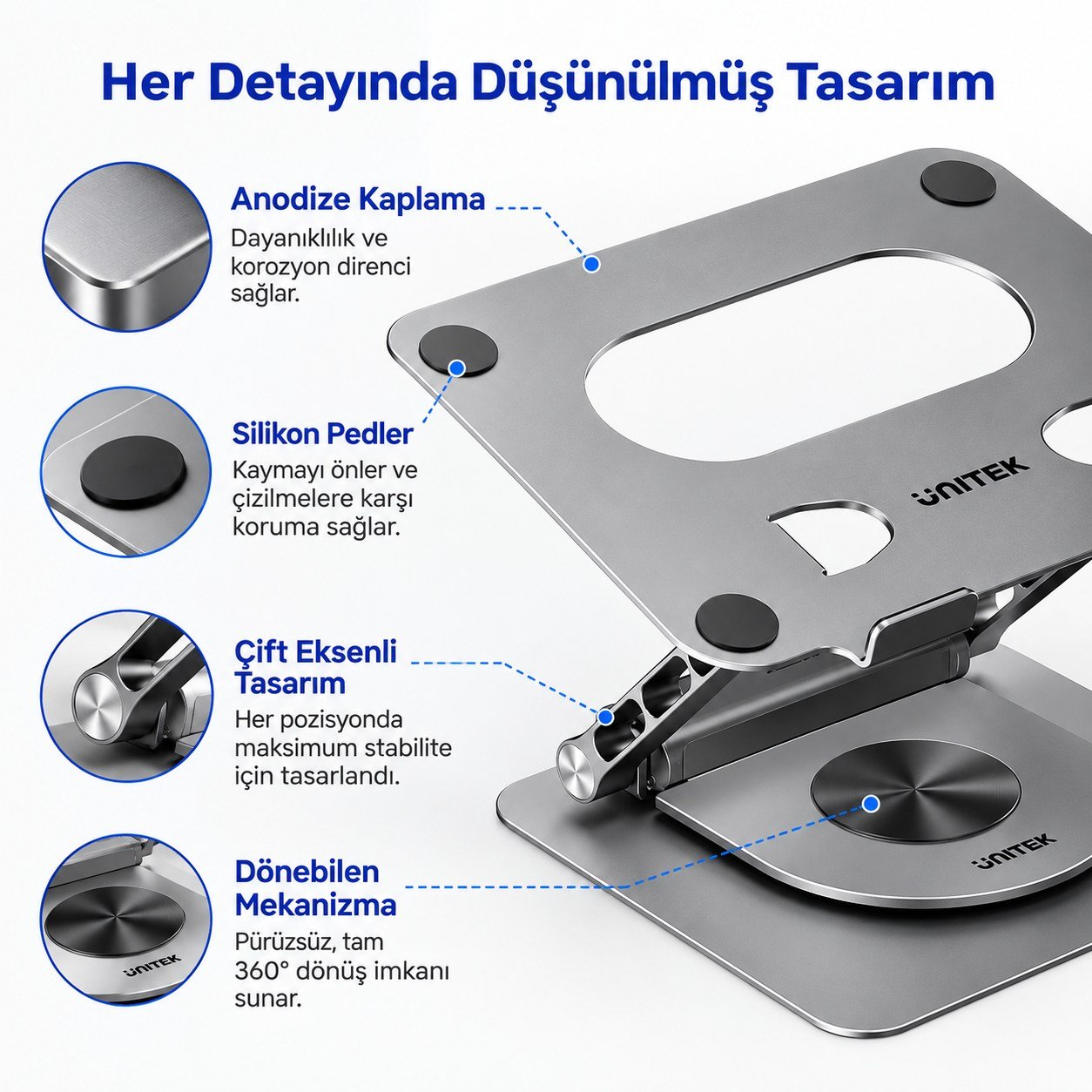 UNITEK 360° METAL 15.6” NOTEBOOK STAND (D1109CGY01)