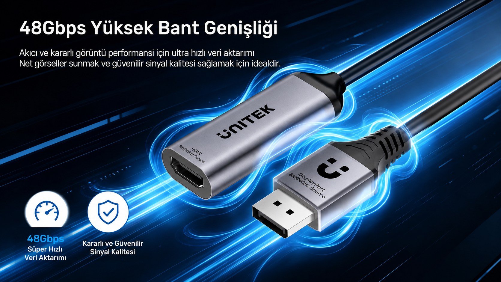 UNITEK 8K 60HZ DISPLAYPORT TO HDMI ADAPTOR (V1617AGY01)