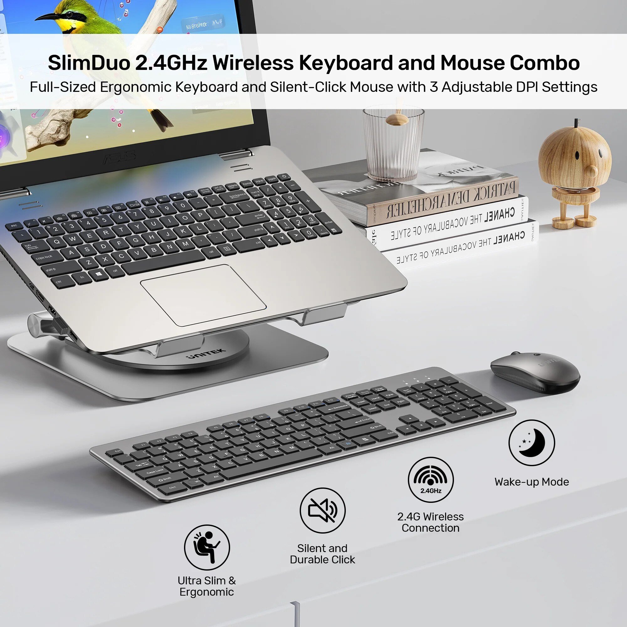 UNITEK SLIMDUO 2.4GHZ KLAVYE SETI (T054AGY01-US)