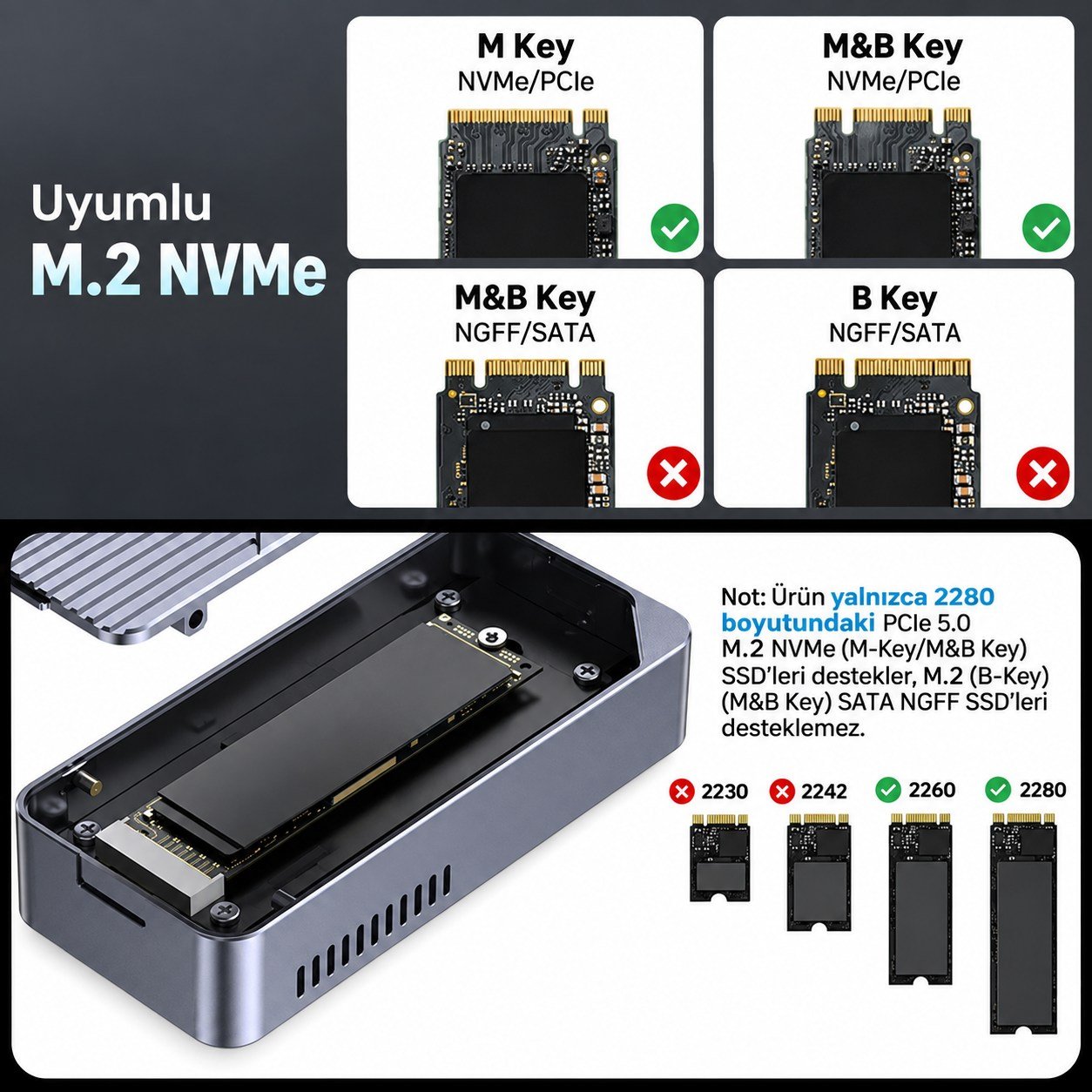UNITEK TURBOCOOL+ 80GBPS M.2 SSD KUTUSU (S1253BGY01)