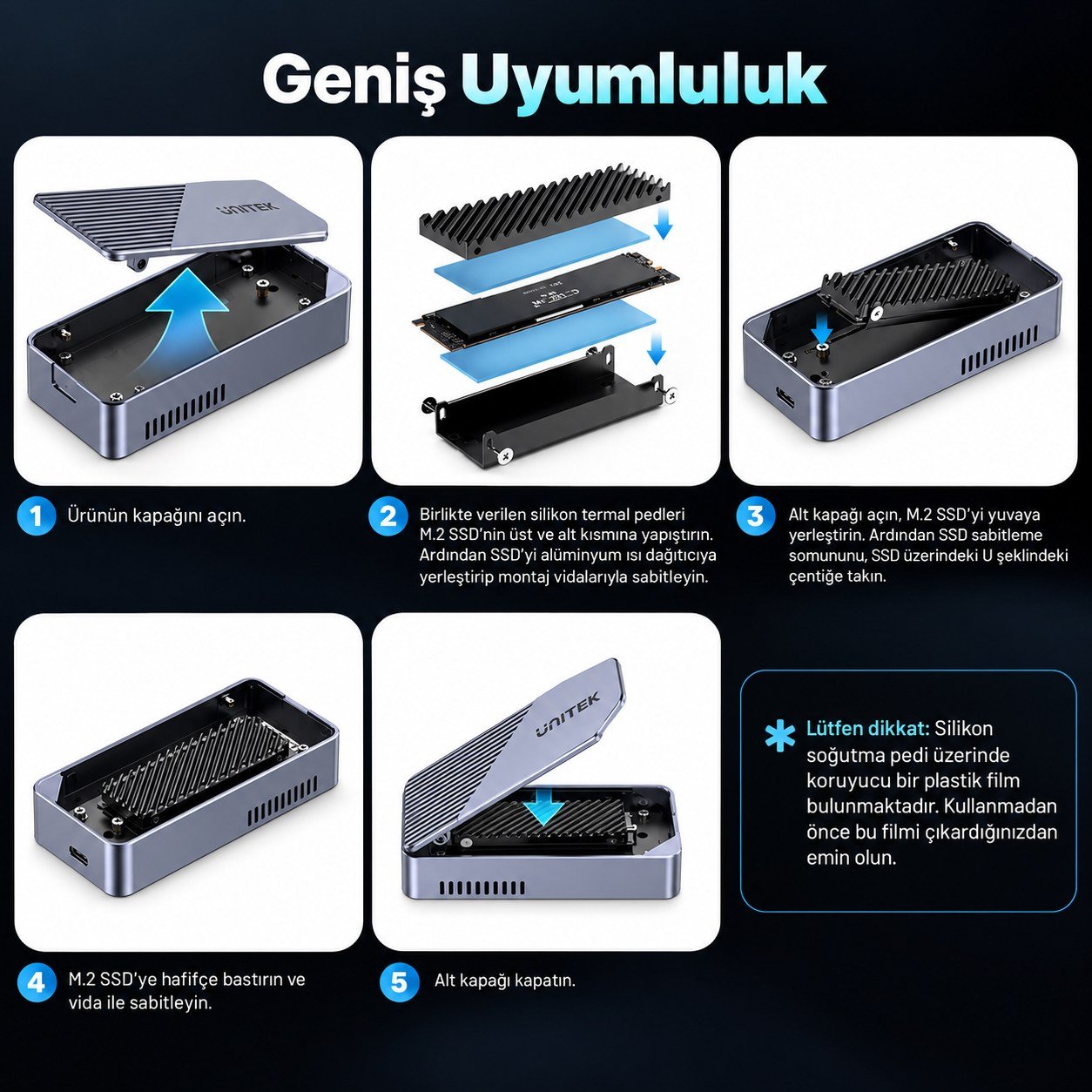 UNITEK TURBOCOOL+ 80GBPS M.2 SSD KUTUSU (S1253BGY01)