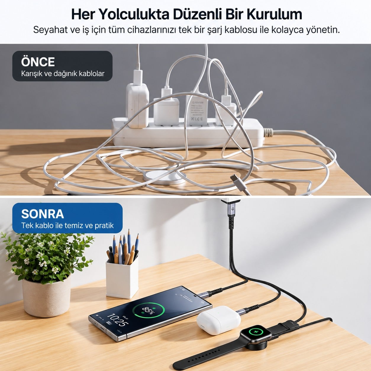 UNITEK USB-C 3' U 1 ARADA 100 W HIZLI SARJ KABLOSU 1.2M (C14180AGY01-1.2M)