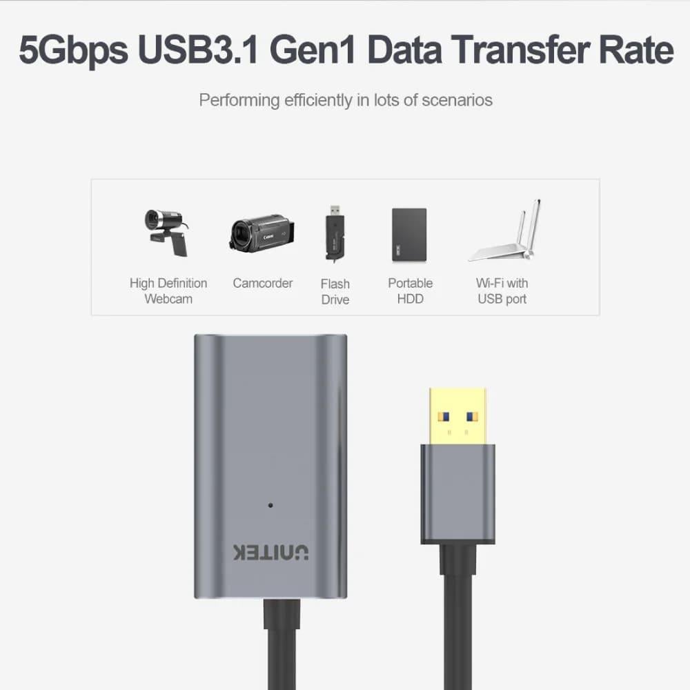 UNITEK USB3.0 UZATMA KABLOSU 10MT PREMIUM CHIPSET (Y-3005)