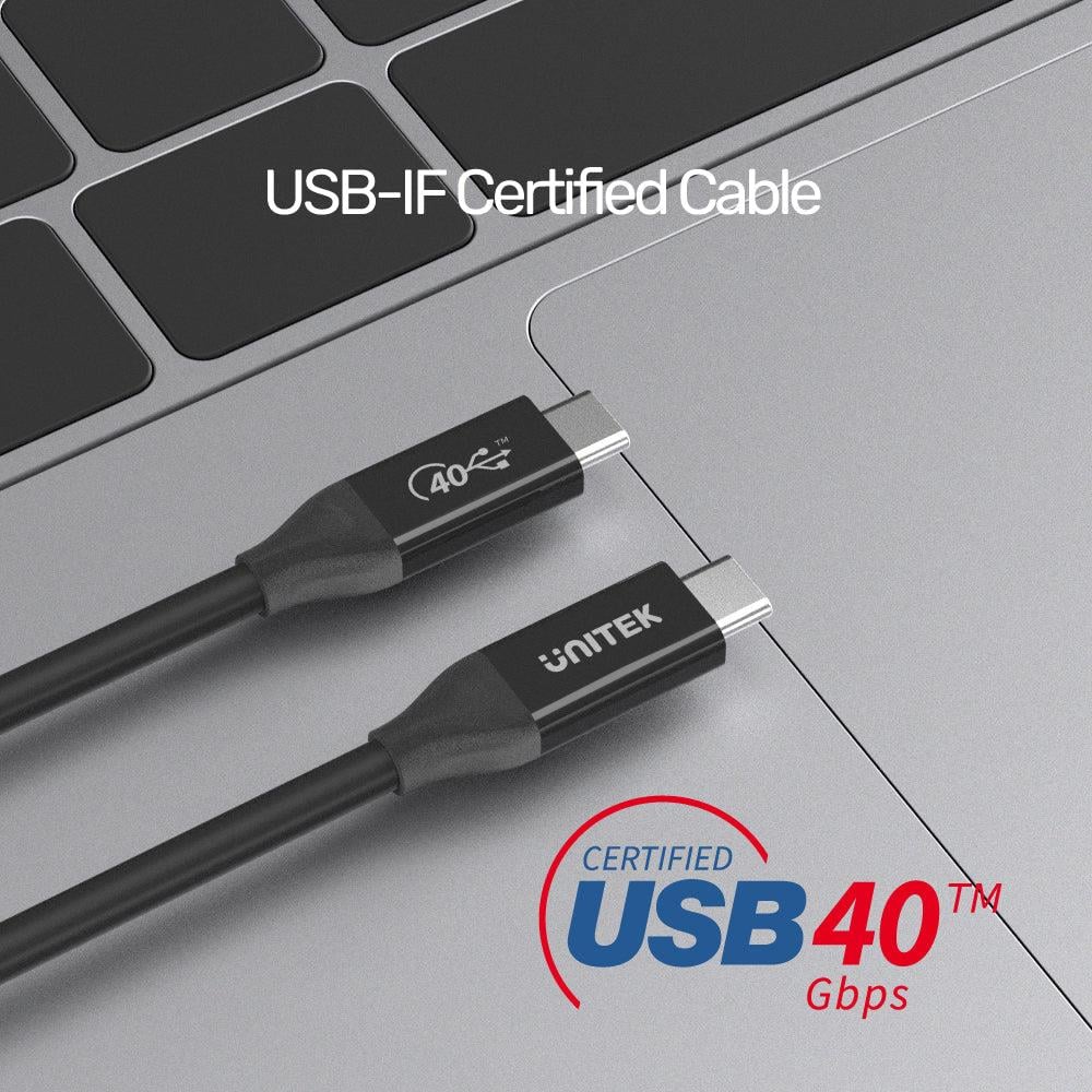 UNITEK USB4 THUNDERBOLT KABLO 0.8MT 40GBPS, 8K&60Hz,100W (C14100BK-0.8M)