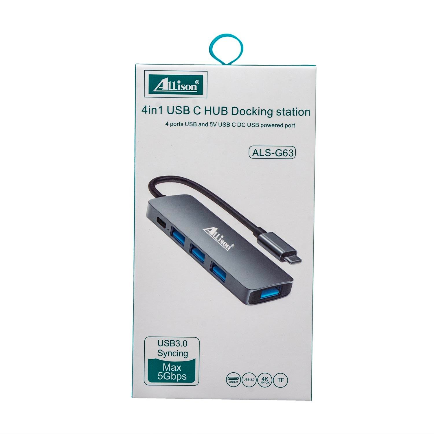 Allison 4'ü 1 Arada USB-C HUB Docking Station – Yüksek Hızlı ve Çoklu Bağlantı Çözümü