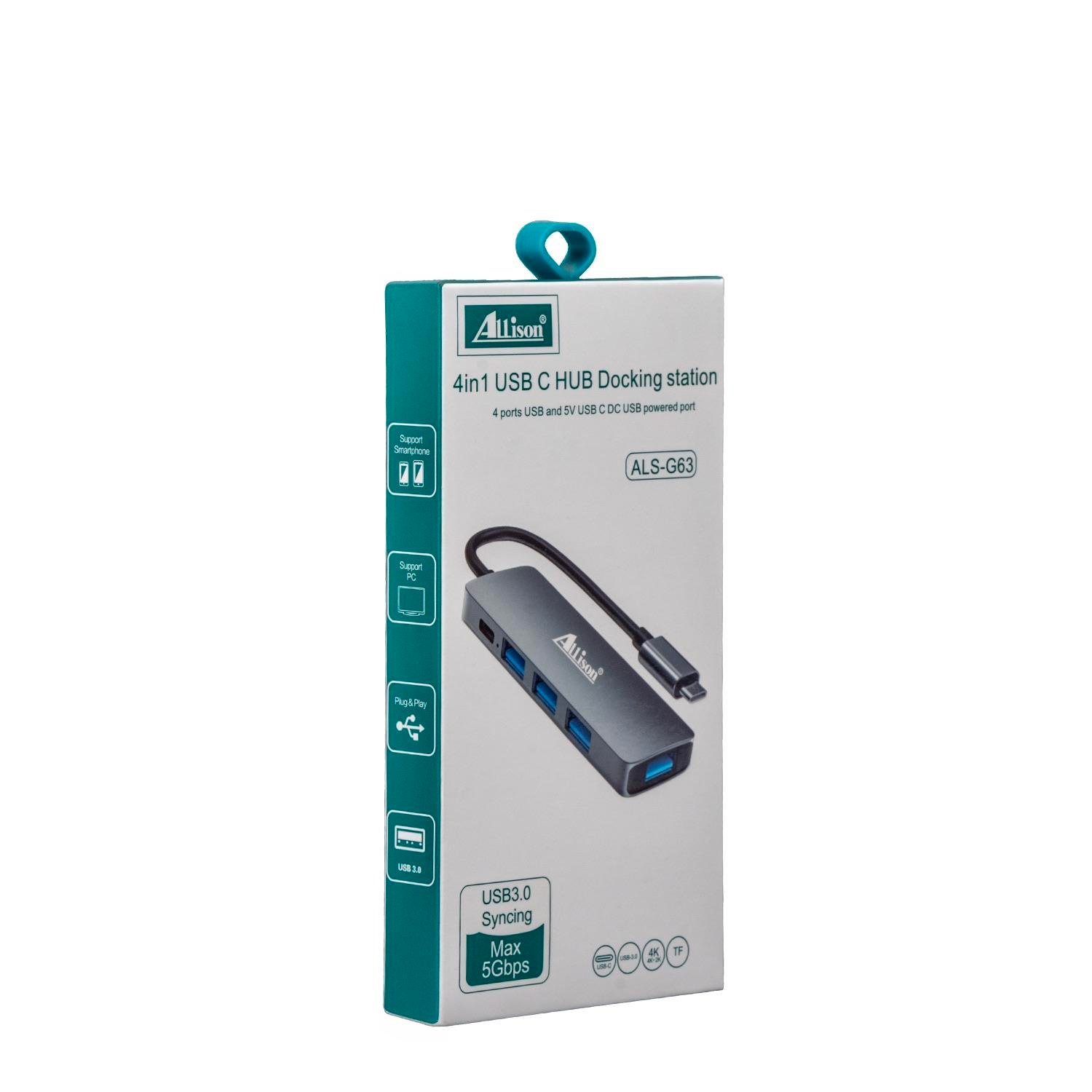 Allison 4'ü 1 Arada USB-C HUB Docking Station – Yüksek Hızlı ve Çoklu Bağlantı Çözümü