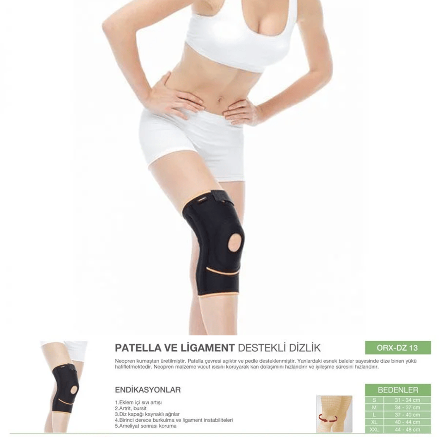 Orlex ORX-DZ13 Patella ve Ligament Destekli Dizlik – Ortopedik Diz Stabilizasyonu