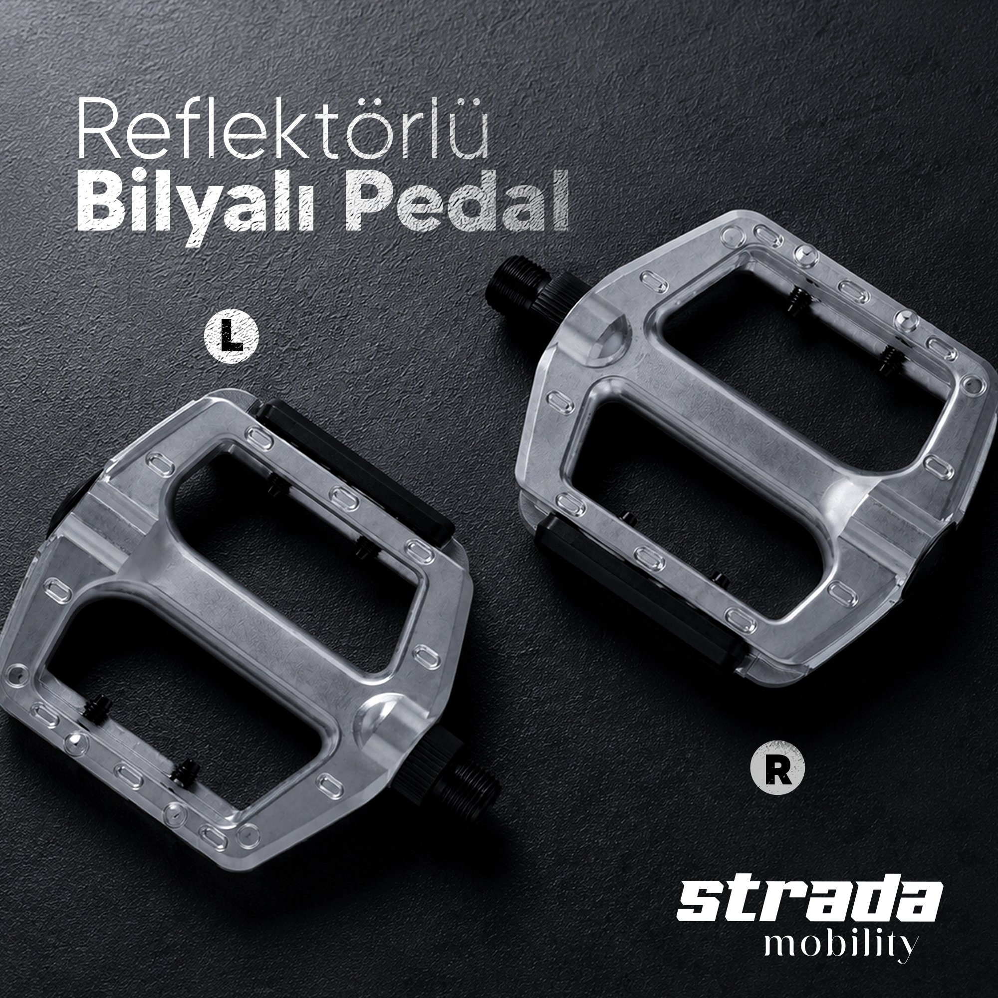 Strada Alüminyum Bilyalı Reflektörlü Bisiklet Pedalı