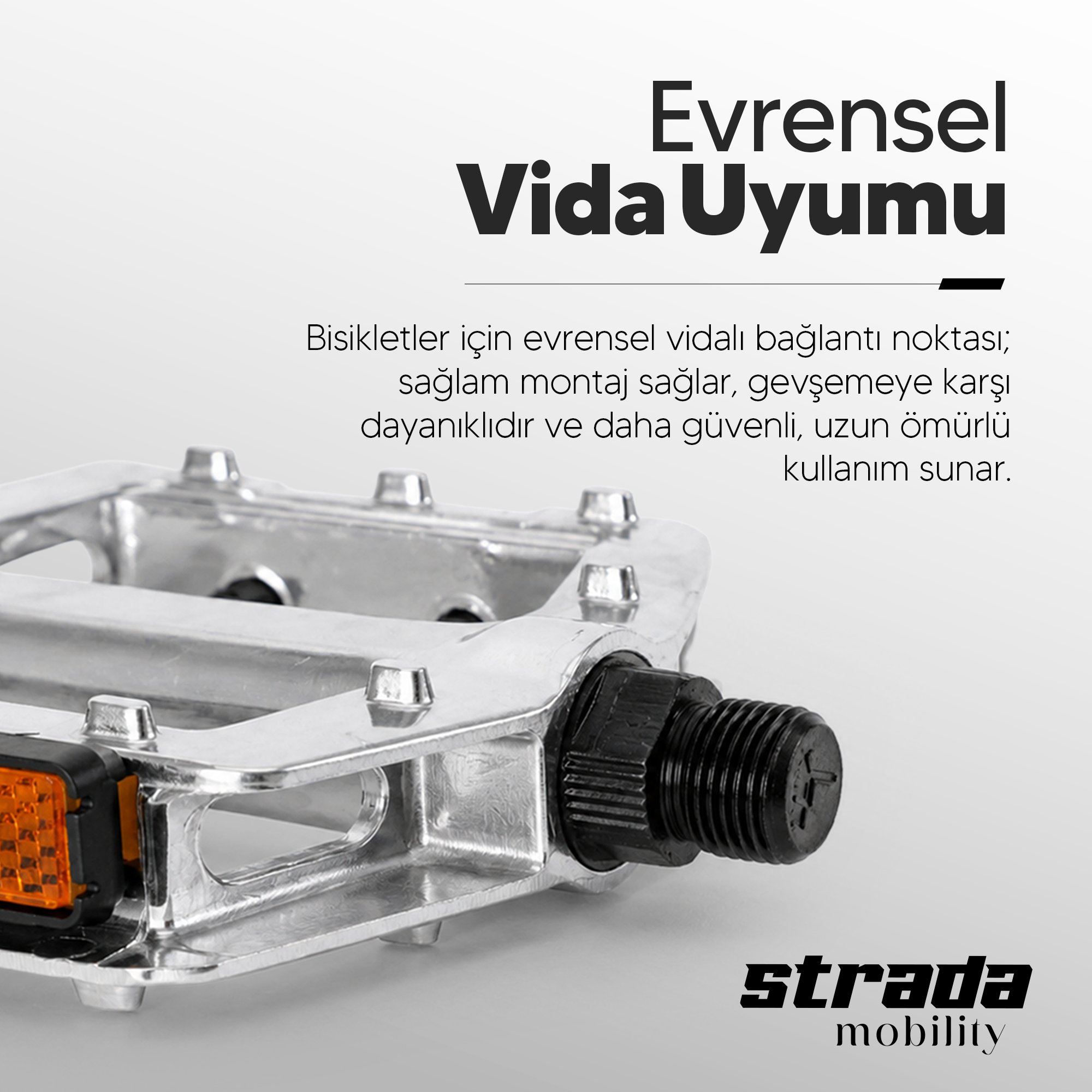 Strada Alüminyum Bilyalı Reflektörlü Bisiklet Pedalı
