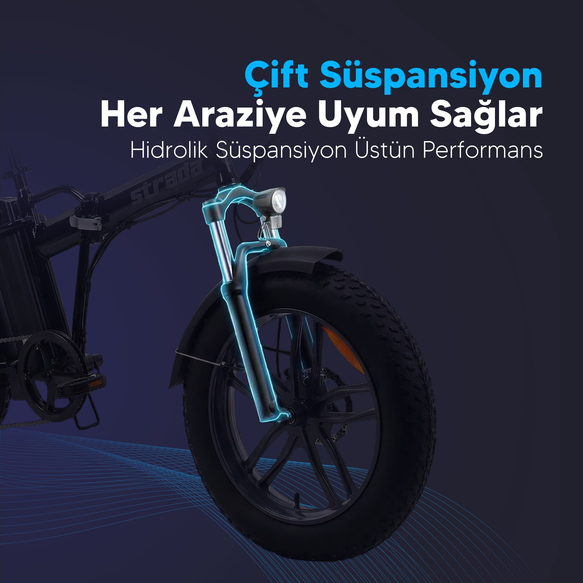 Strada E-Bro Hidrolik Disk Fat Bike Katlanabilir 20 Jant Elektrikli Bisiklet