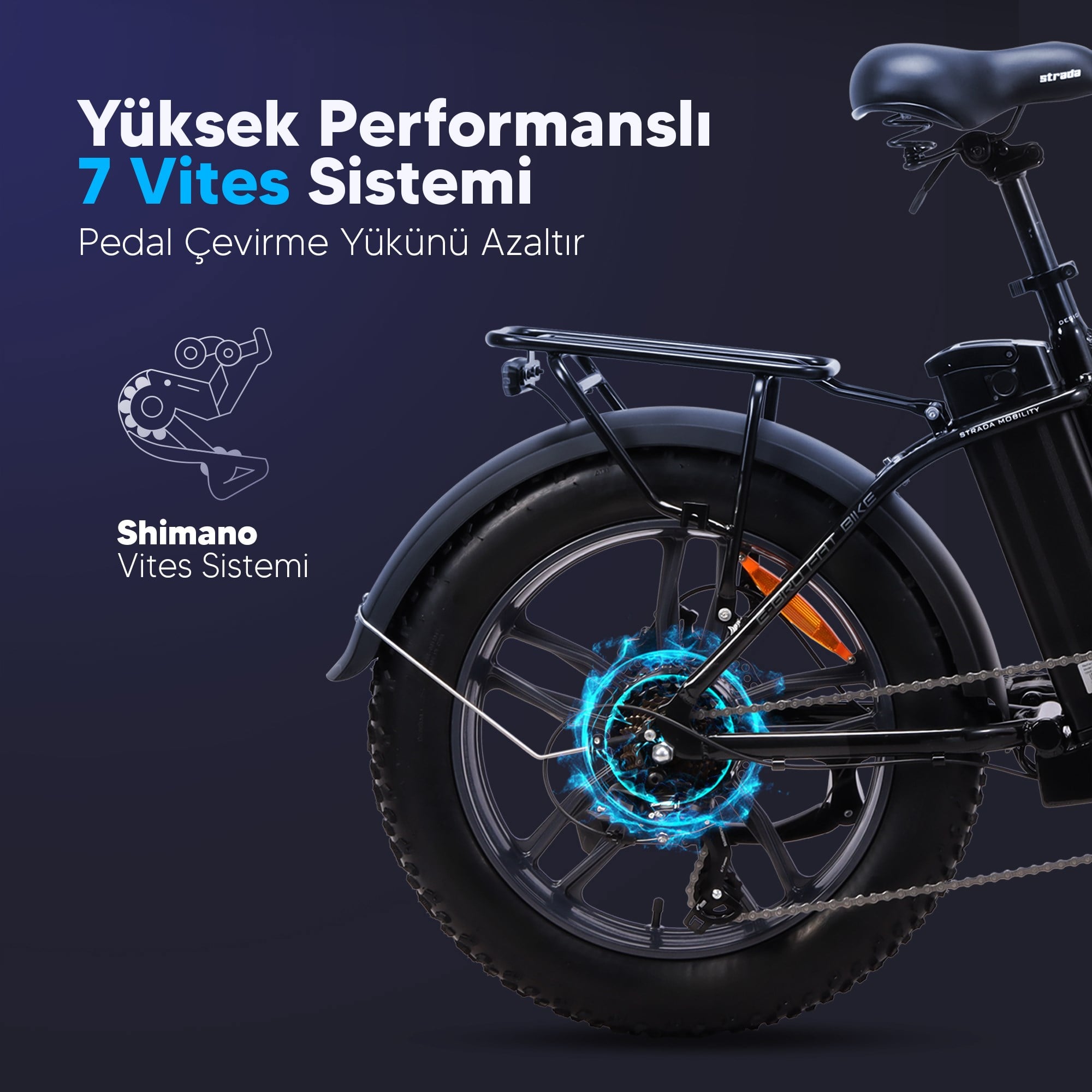 Strada E-Bro Hidrolik Disk Fat Bike Katlanabilir 20 Jant Elektrikli Bisiklet