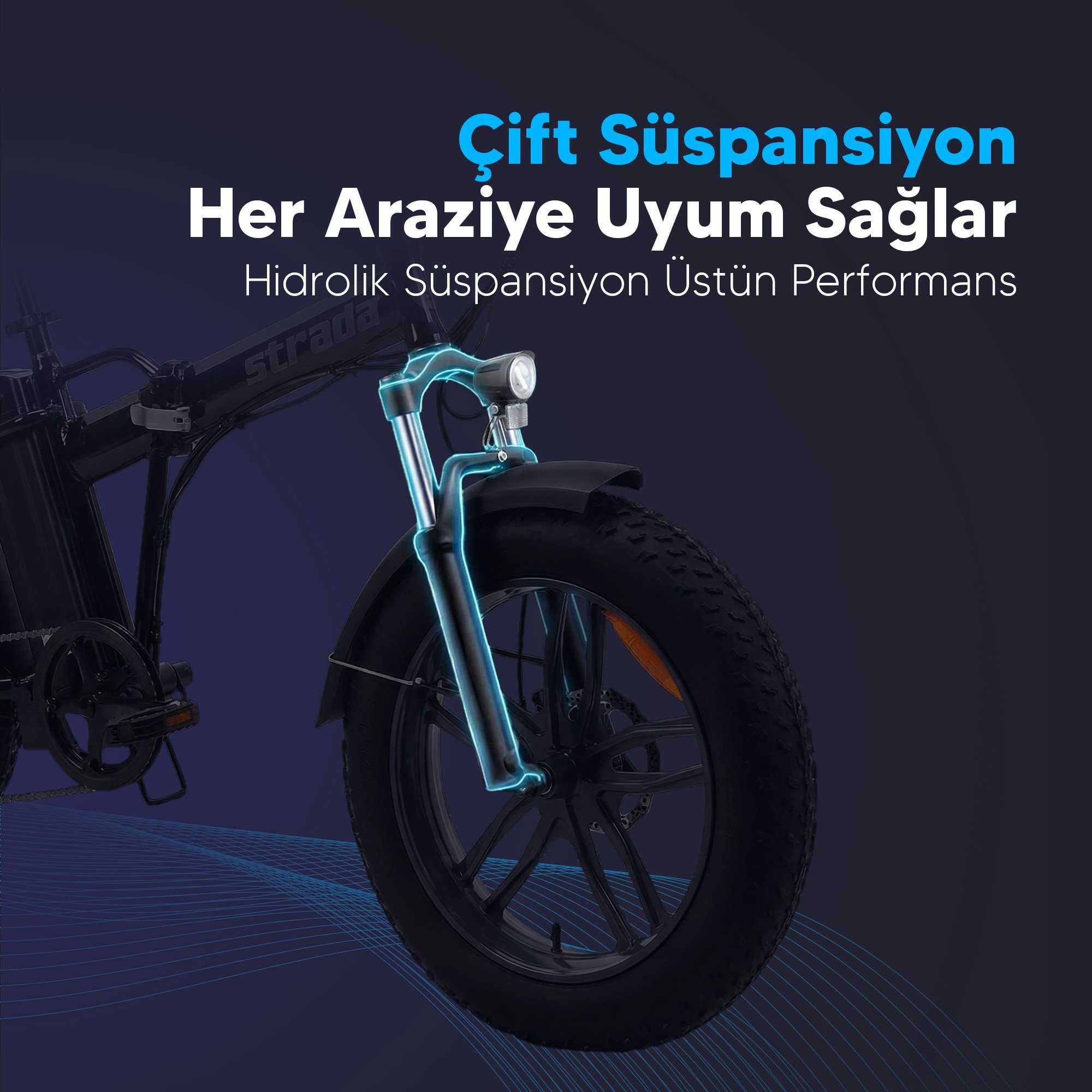 Strada E-Bro Hidrolik Disk Fat Bike Katlanabilir 20 Jant Elektrikli Bisiklet
