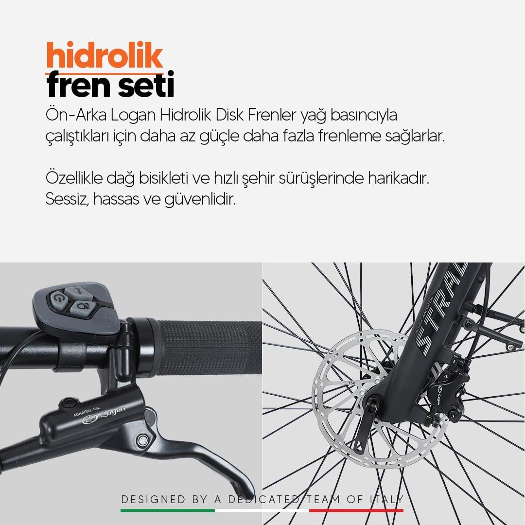 Strada E-Lite 28 inç 13 Ah 250 W Gizli Batarya Hidrolik Fren City Elektrikli Bisiklet