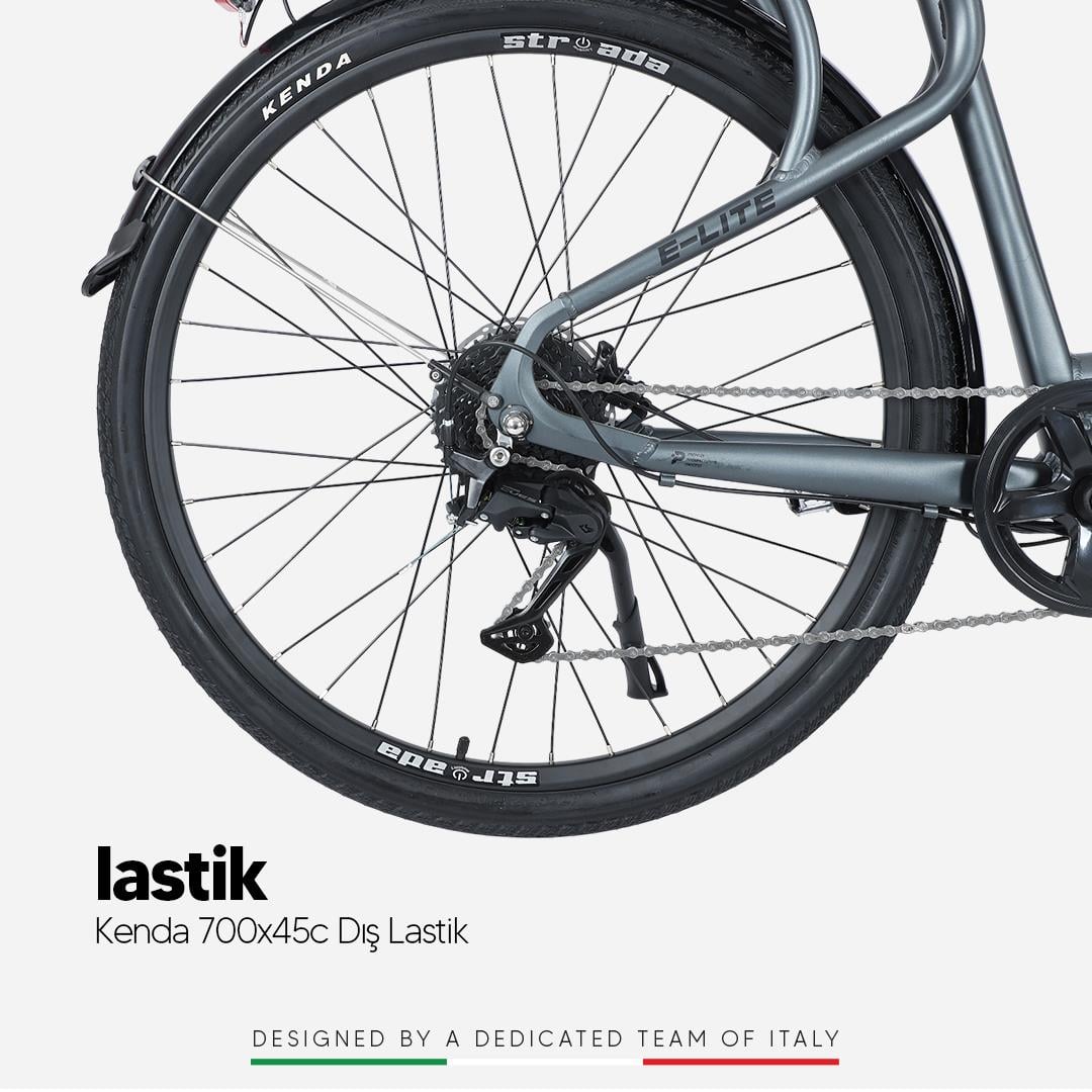 Strada E-Lite 28 inç 13 Ah 250 W Gizli Batarya Hidrolik Fren City Elektrikli Bisiklet