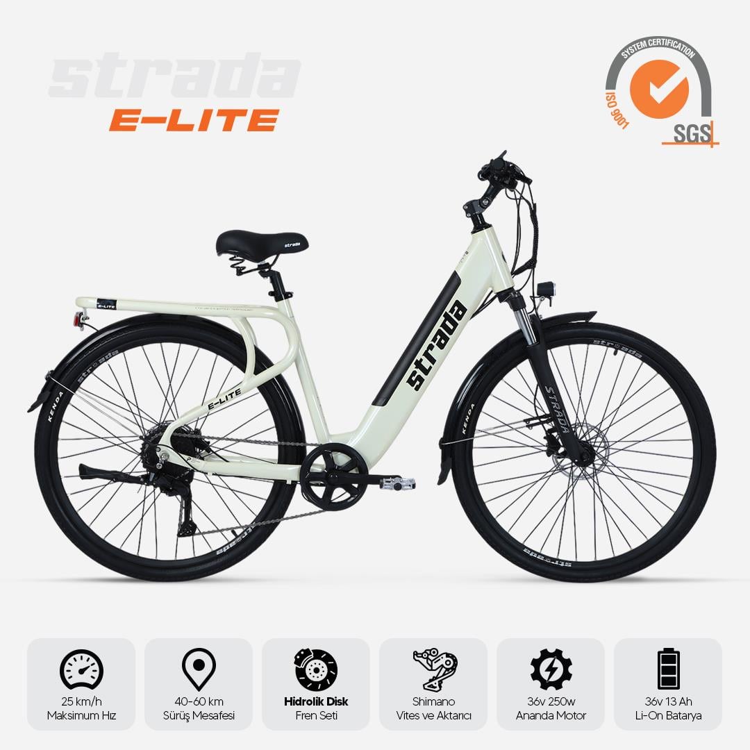 Strada E-Lite 28 inç 13 Ah 250 W Gizli Batarya Hidrolik Fren City Elektrikli Bisiklet