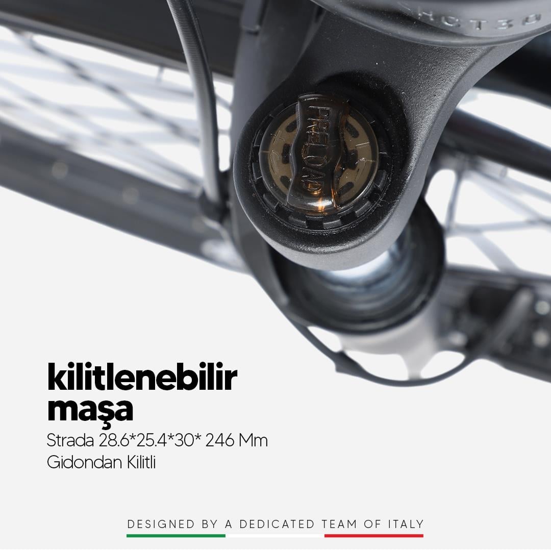 Strada E-Lite 28 inç 13 Ah 250 W Gizli Batarya Hidrolik Fren City Elektrikli Bisiklet