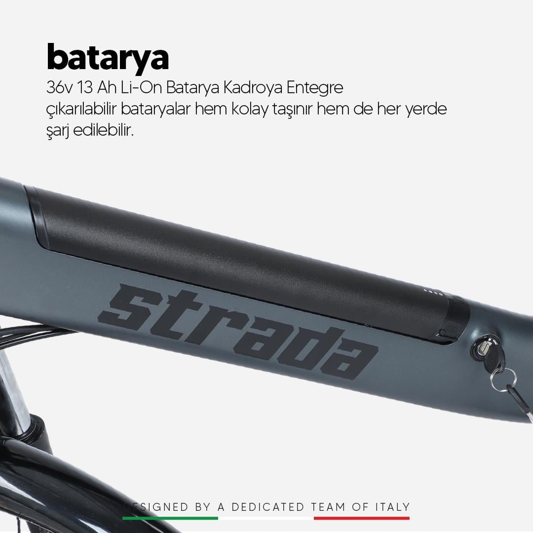 Strada E-Lite 28 inç 13 Ah 250 W Gizli Batarya Hidrolik Fren City Elektrikli Bisiklet