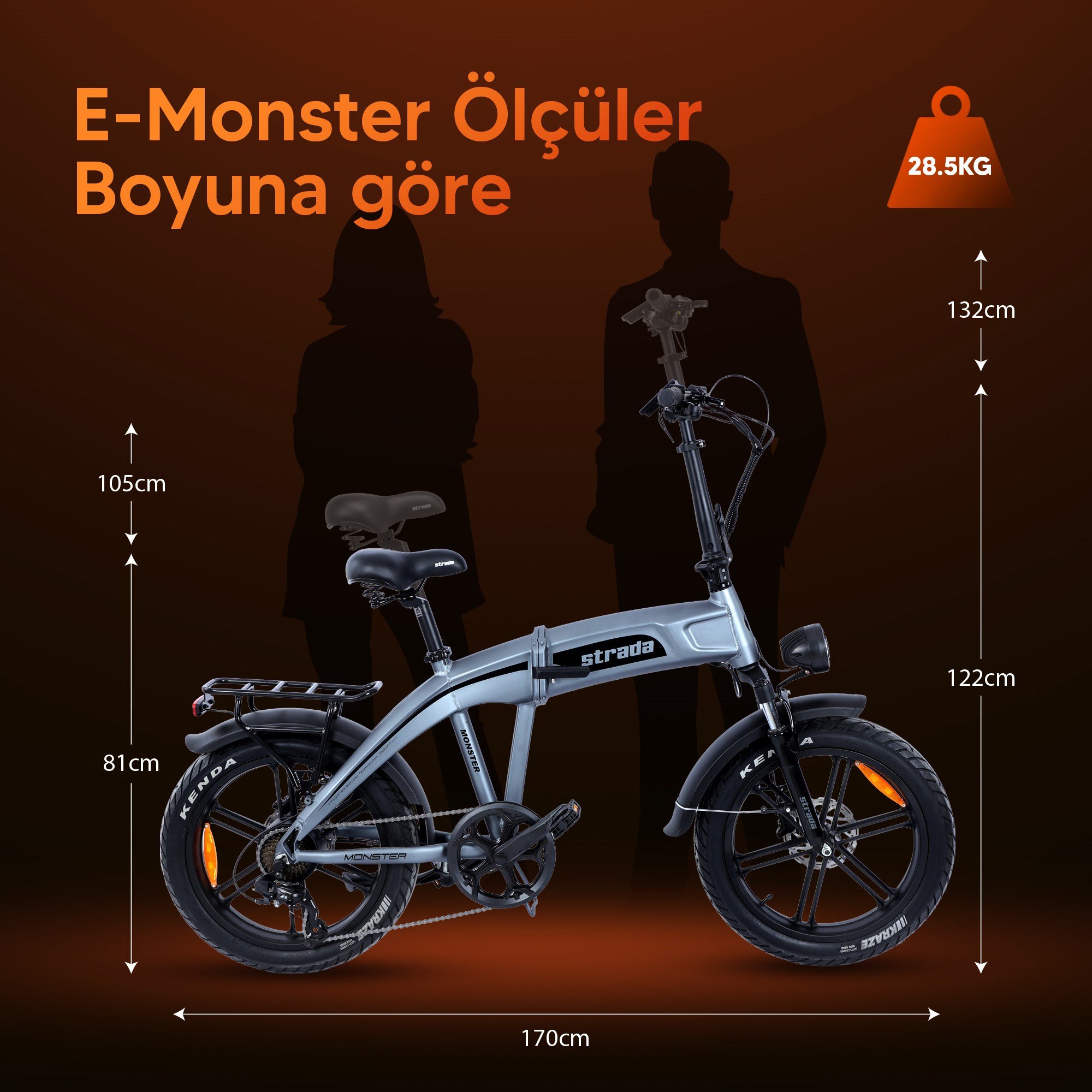 Strada E-Monster 20 Jant Katlanabilir Yüksek Torklu Elektrikli Bisiklet