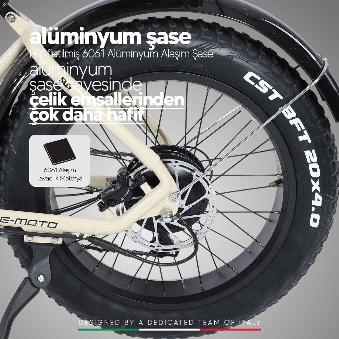 Strada E-Moto 20 Jant Çift Amortisörlü Fatbike Elektrikli Bisiklet