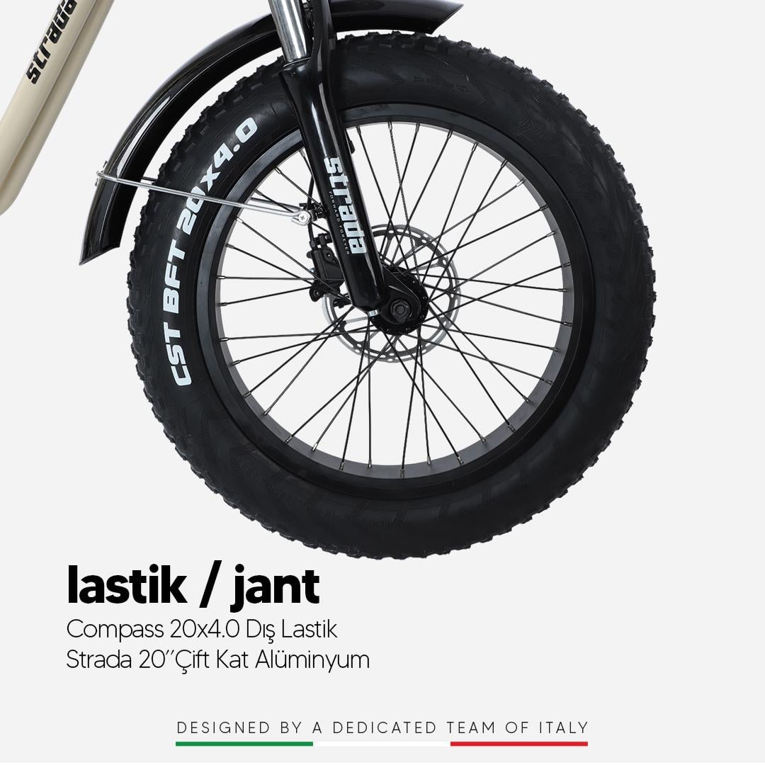 Strada E-Moto 20 Jant Çift Amortisörlü Fatbike Elektrikli Bisiklet