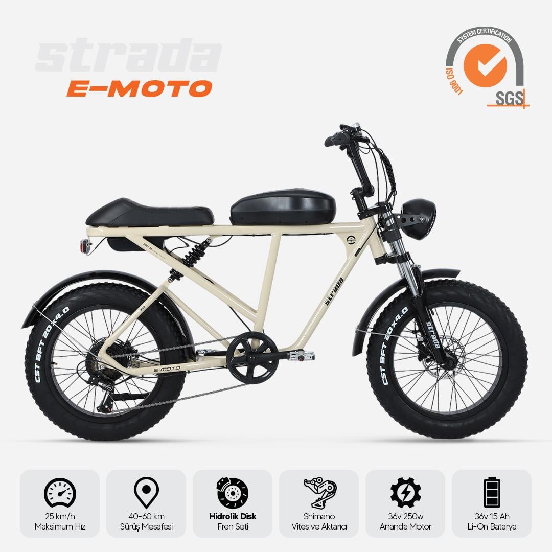 Strada E-Moto 20 Jant Çift Amortisörlü Fatbike Elektrikli Bisiklet