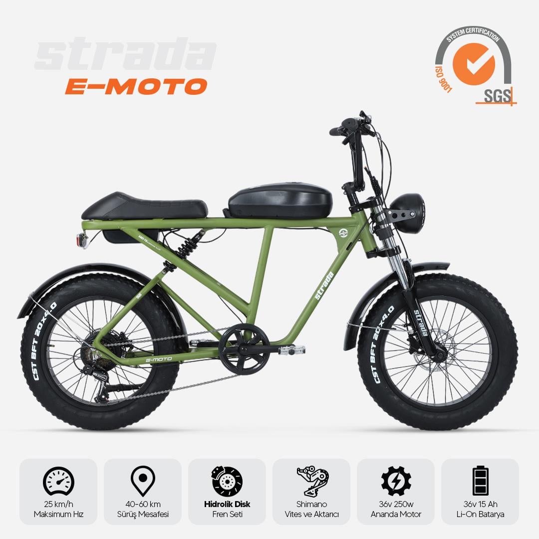 Strada E-Moto 20 Jant Çift Amortisörlü Fatbike Elektrikli Bisiklet