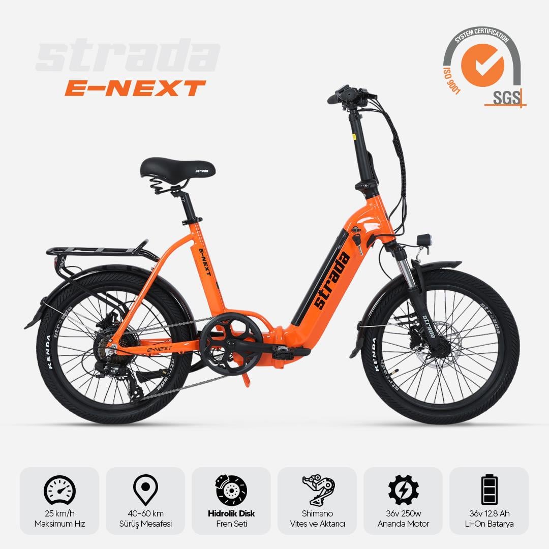 Strada E-Next 20 İnç Katlanabilir 12,8 Ah 250 W Gizli Batarya Katlanır Elektrikli Bisiklet