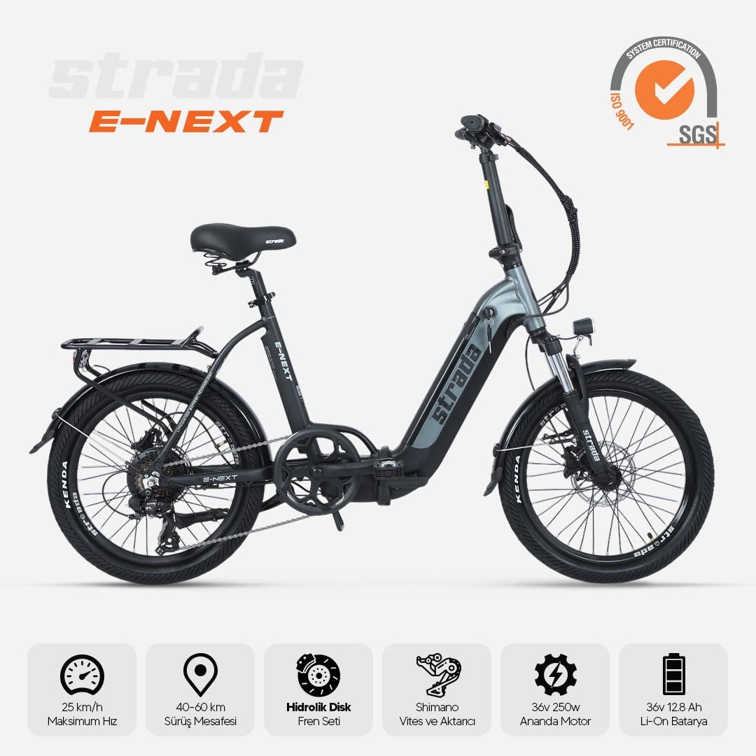 Strada E-Next 20 İnç Katlanabilir 12,8 Ah 250 W Gizli Batarya Katlanır Elektrikli Bisiklet