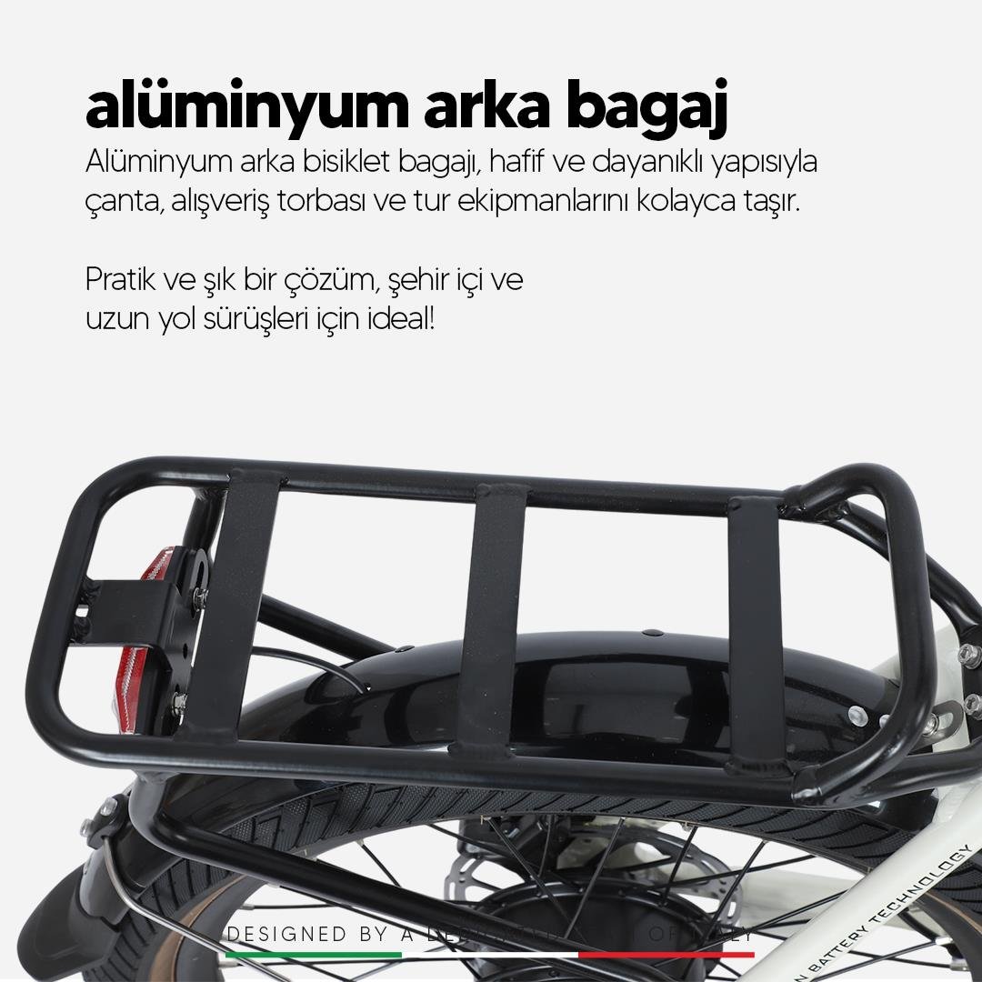 Strada E-Next 20 İnç Katlanabilir 12,8 Ah 250 W Gizli Batarya Katlanır Elektrikli Bisiklet