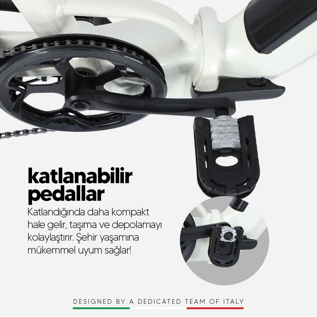 Strada E-Next 20 İnç Katlanabilir 12,8 Ah 250 W Gizli Batarya Katlanır Elektrikli Bisiklet