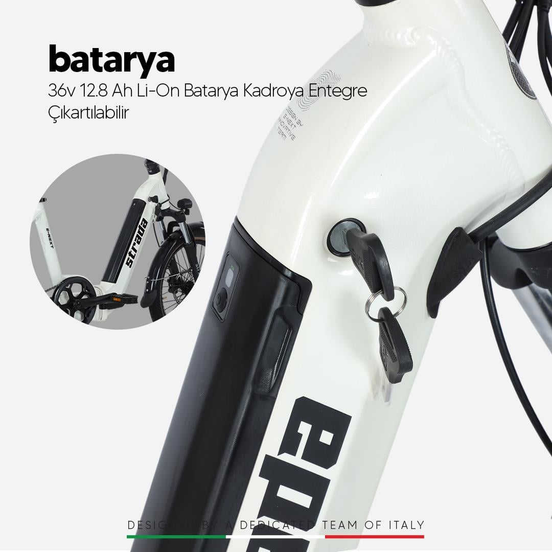 Strada E-Next 20 İnç Katlanabilir 12,8 Ah 250 W Gizli Batarya Katlanır Elektrikli Bisiklet
