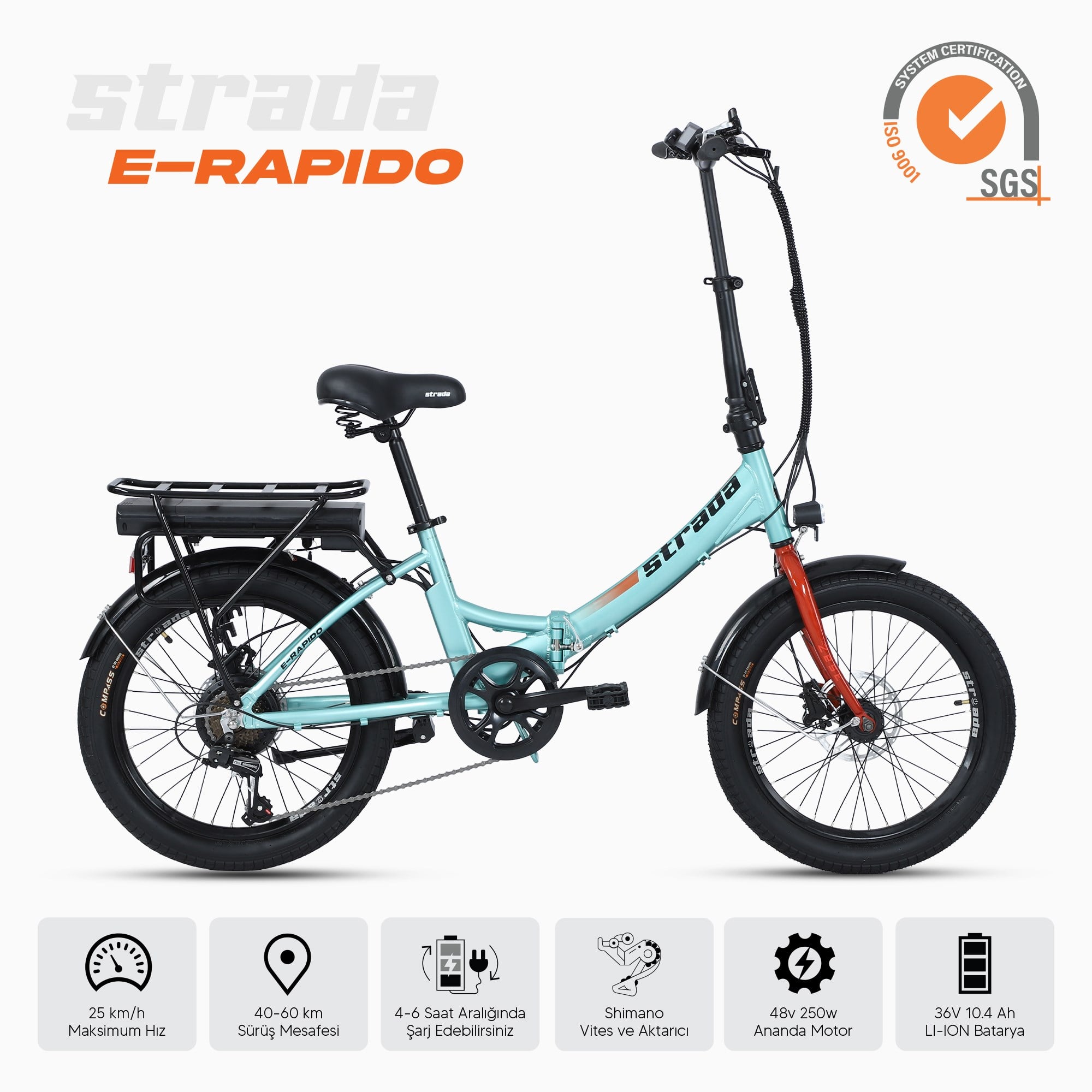 Strada E-Rapido  20 Jant Folding Elektrikli Bisiklet