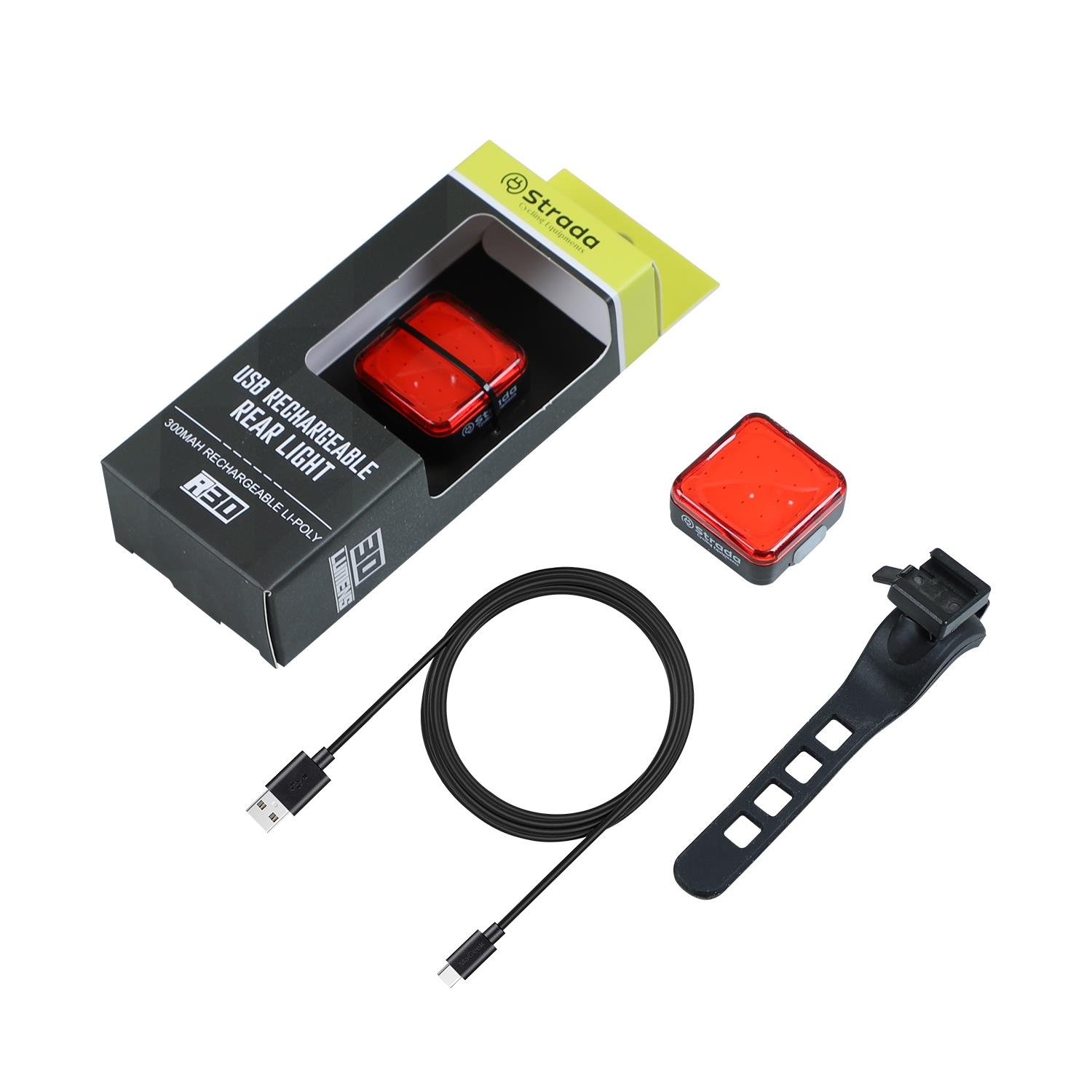 Strada R-30 300MAH Şarj Edilebilir Li-Poly Bisiklet Arka Lambası