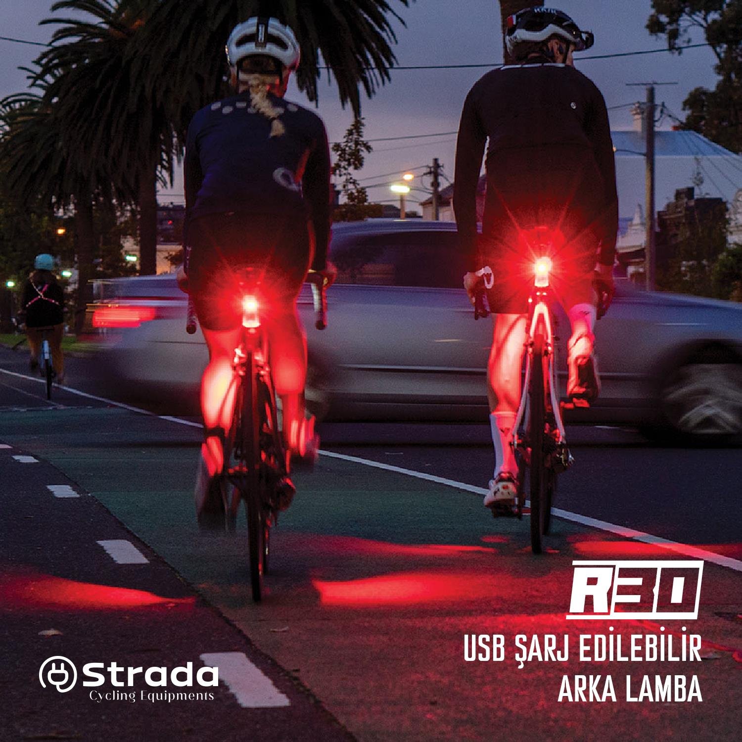 Strada R-30 300MAH Şarj Edilebilir Li-Poly Bisiklet Arka Lambası