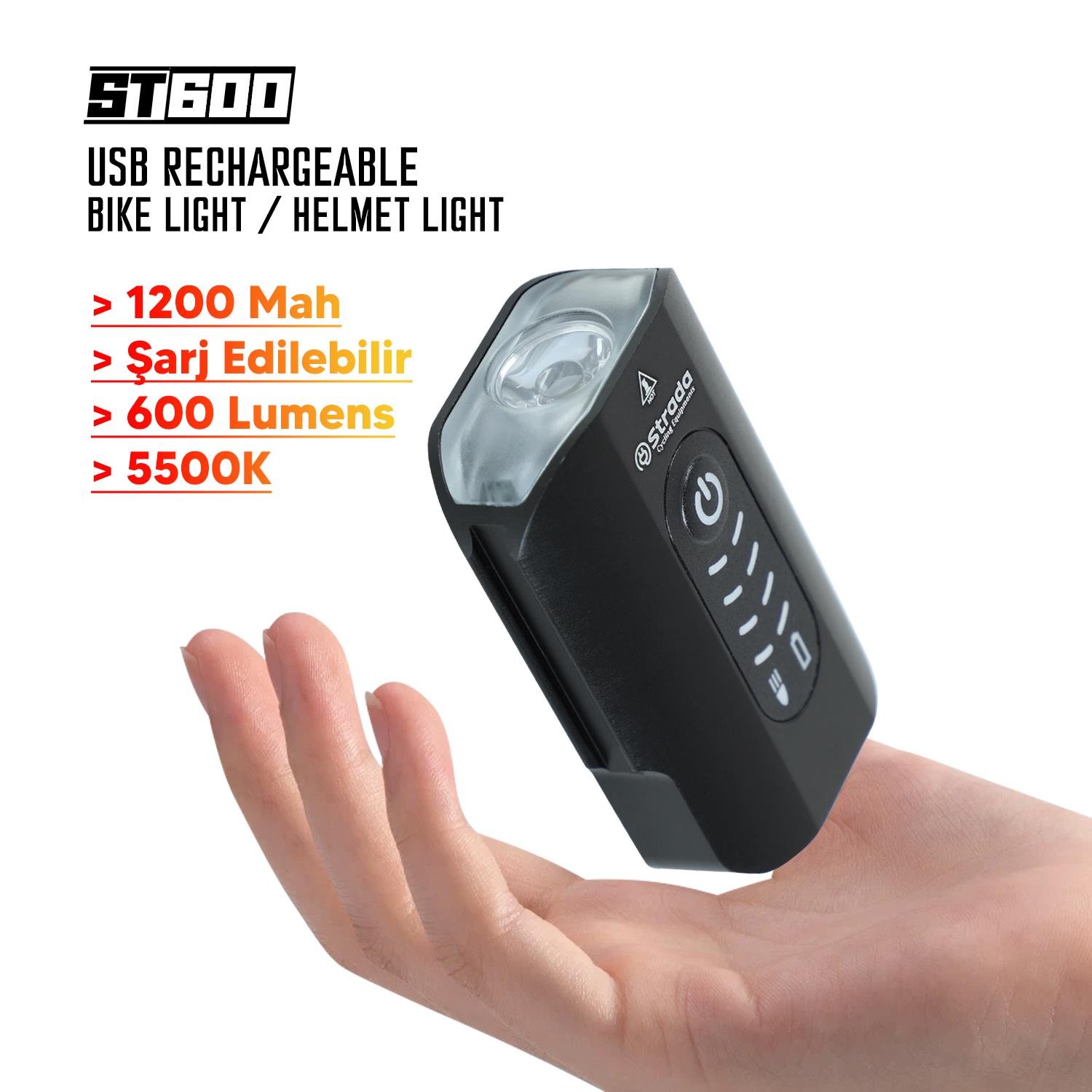 Strada ST-600 Çift Yönlü Lityum Şarj Edilebilir Far