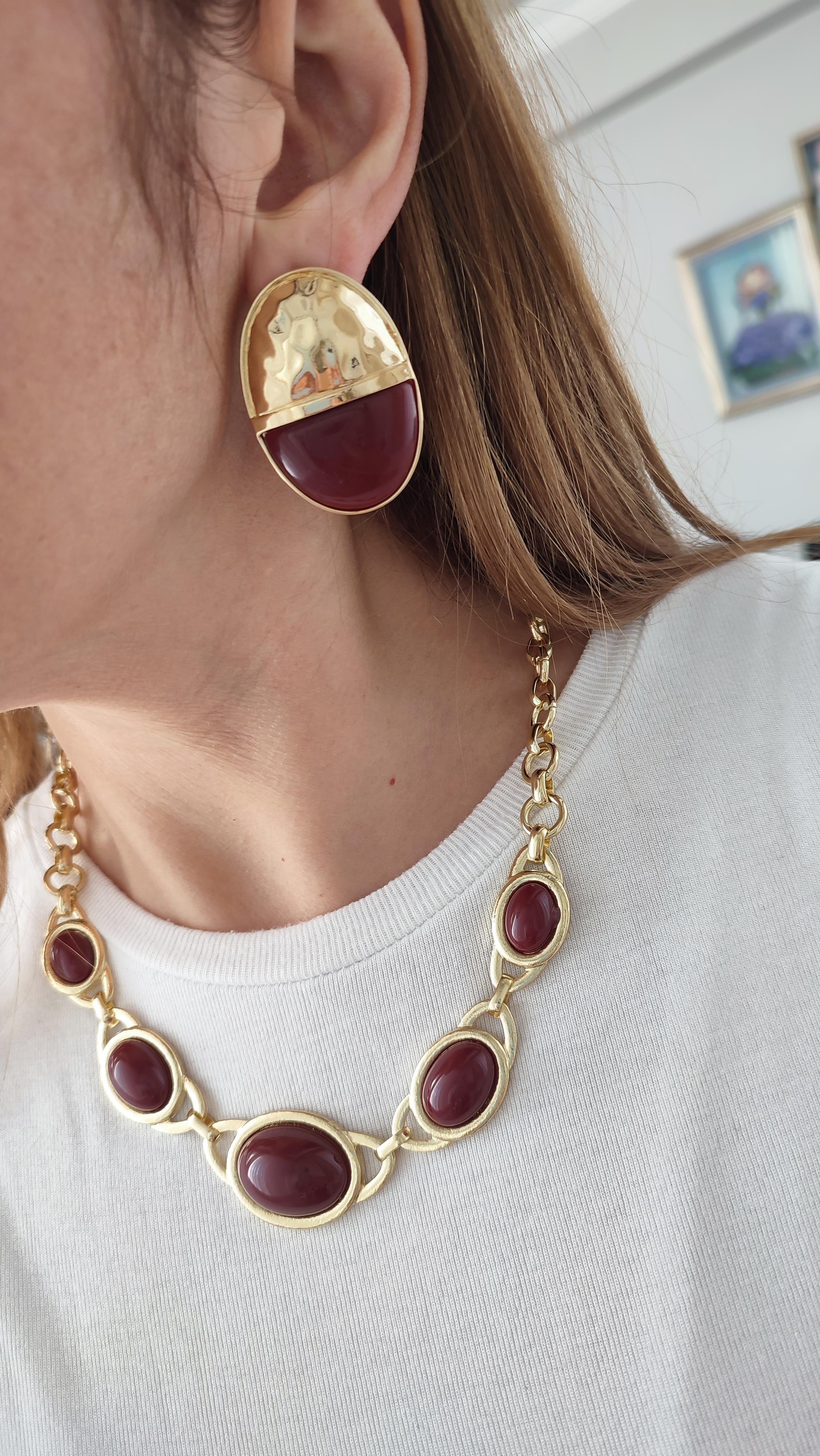 BORDO KOLYE KÜPE KOMBİNİ 