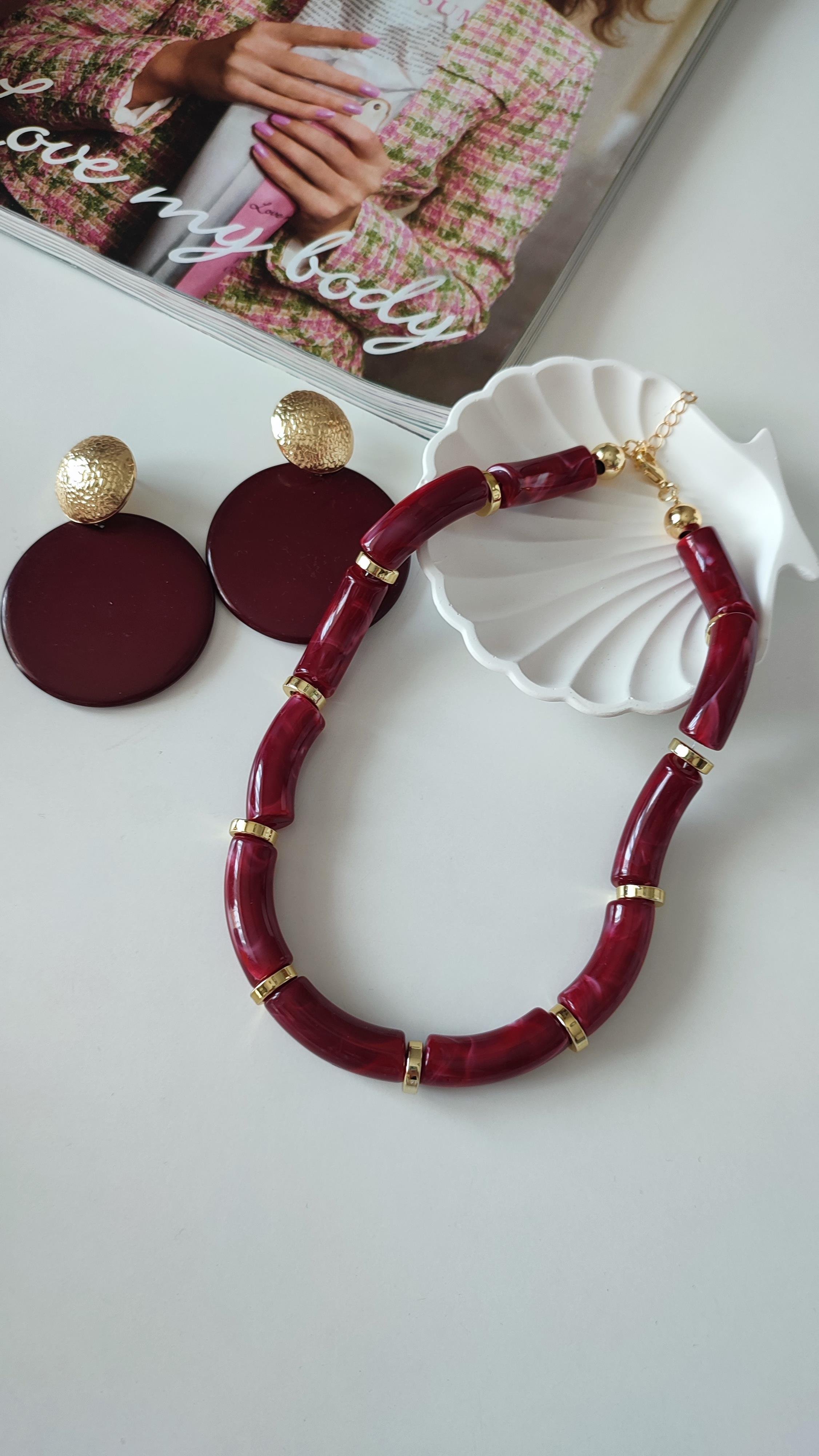 Bordo Kolye/Küpe Kombini 
