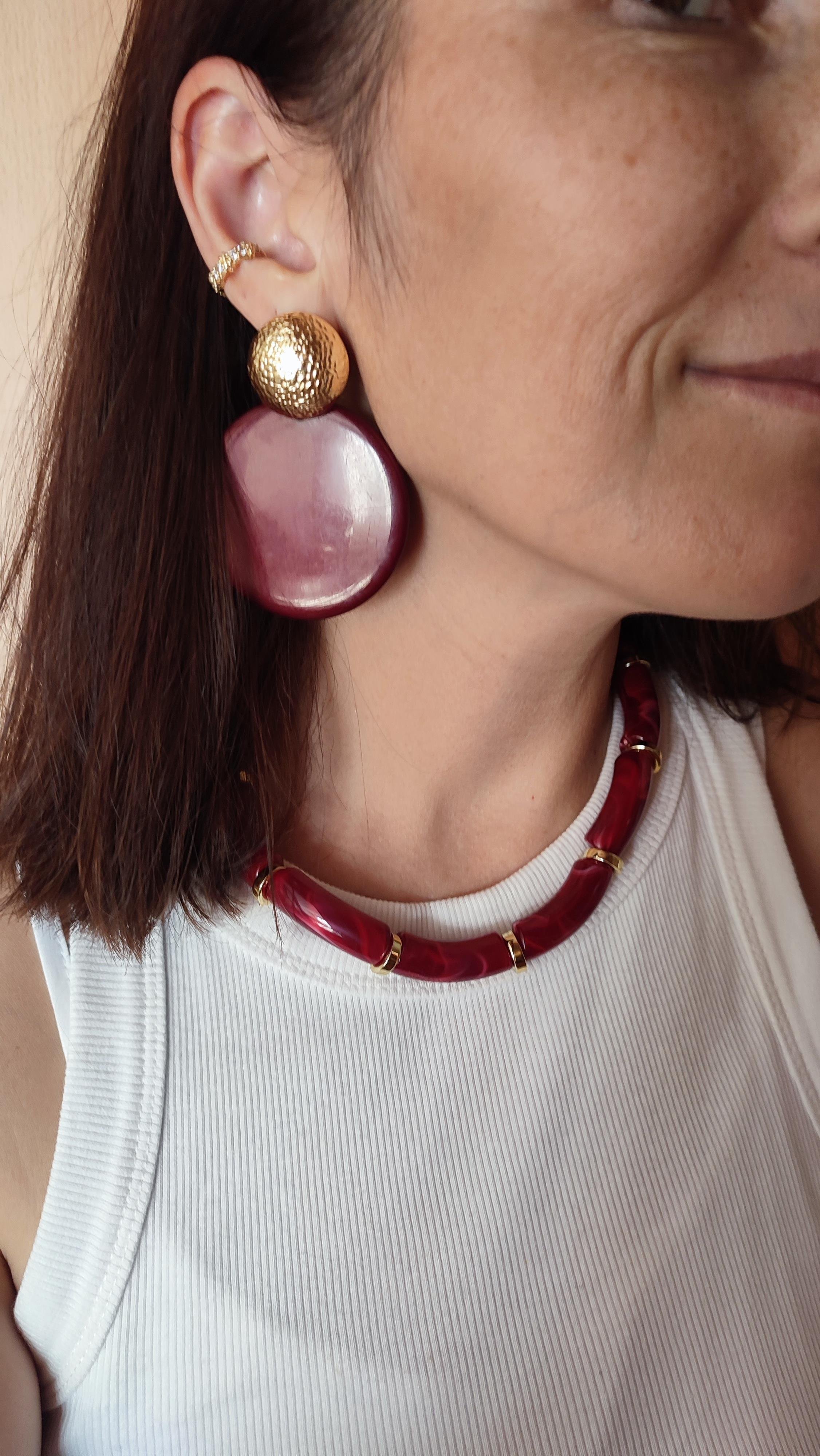 Bordo Kolye/Küpe Kombini 