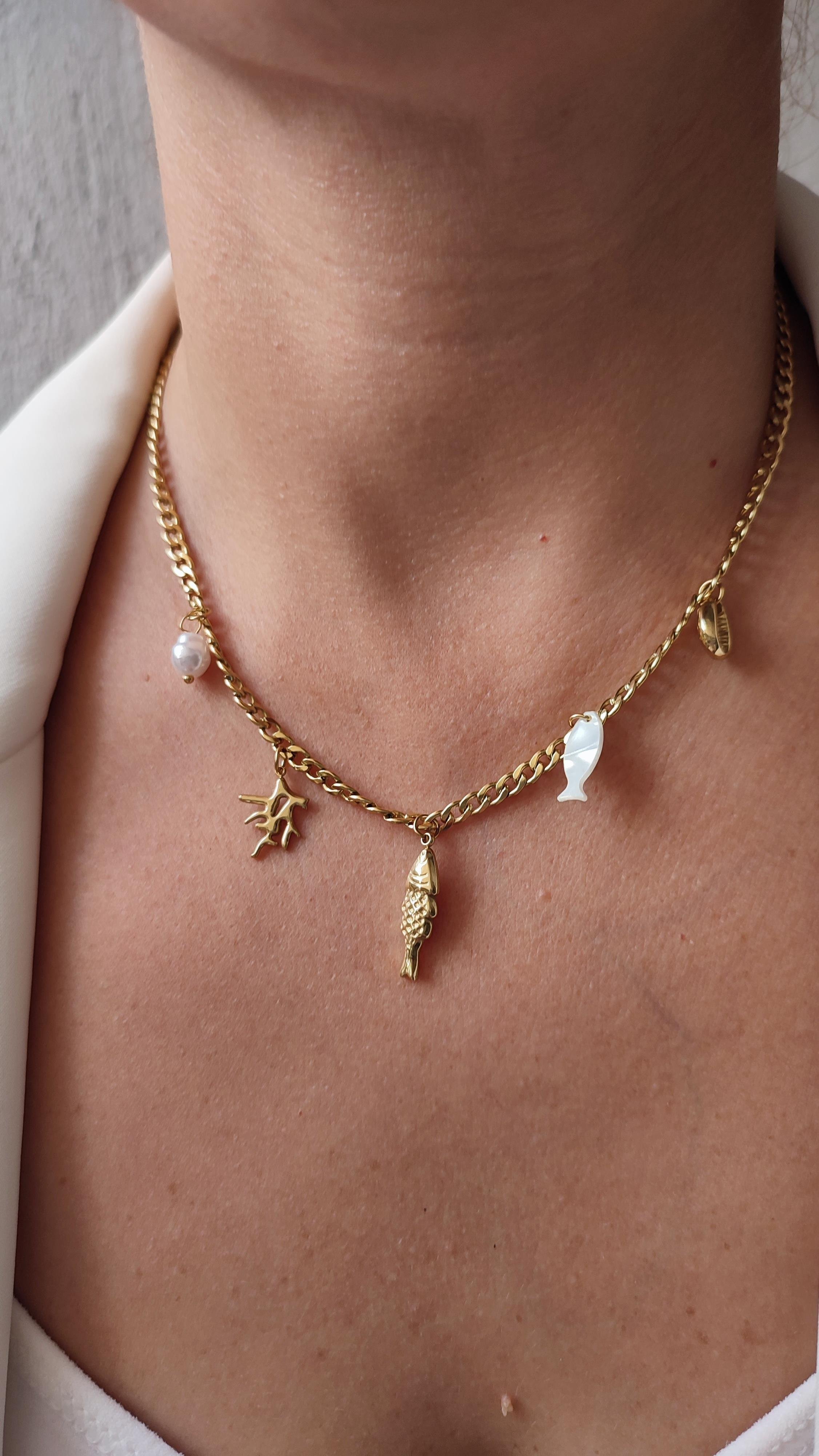 ÇELİK ÇOKLU CHARM KOLYE 