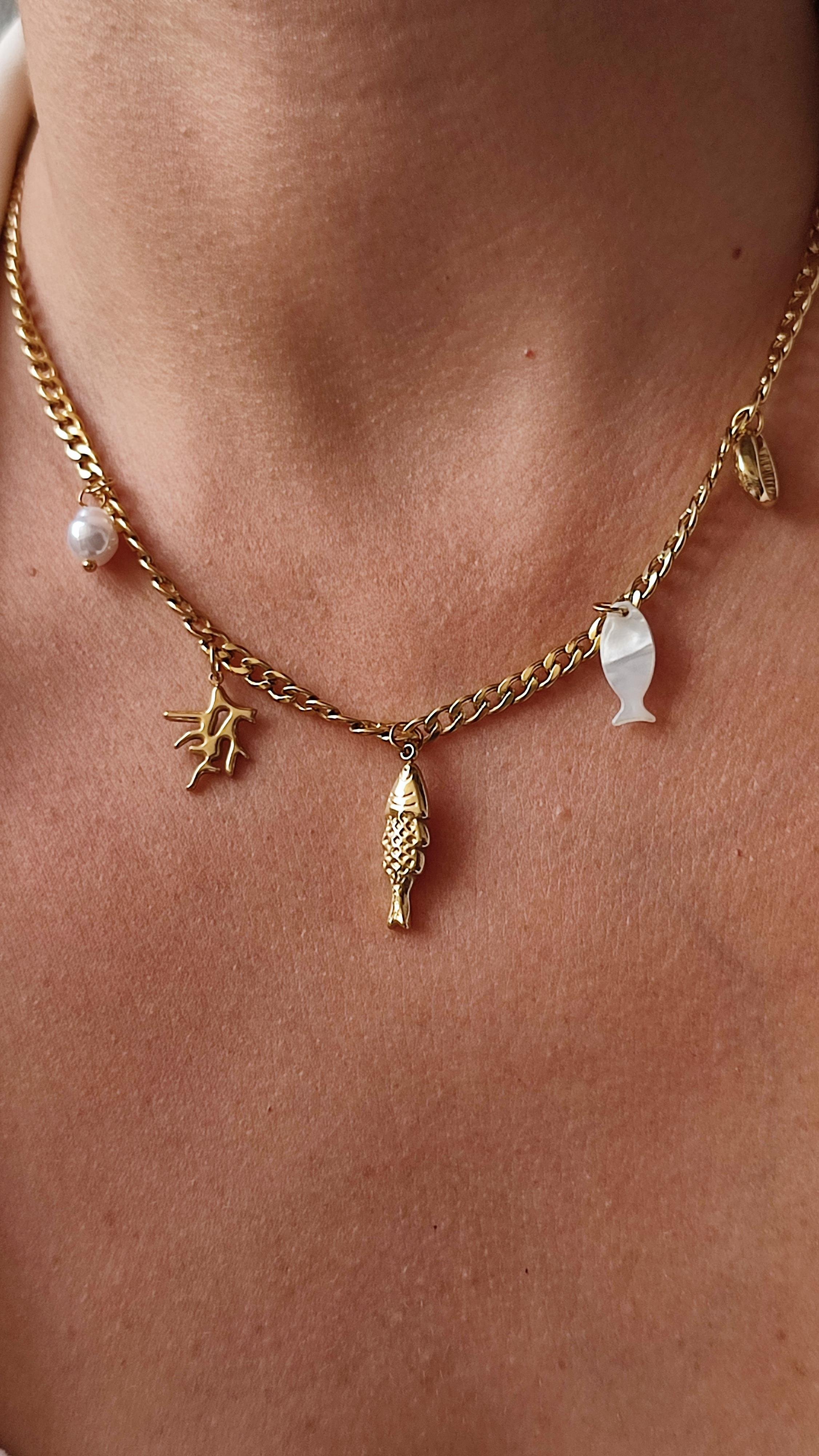 ÇELİK ÇOKLU CHARM KOLYE 
