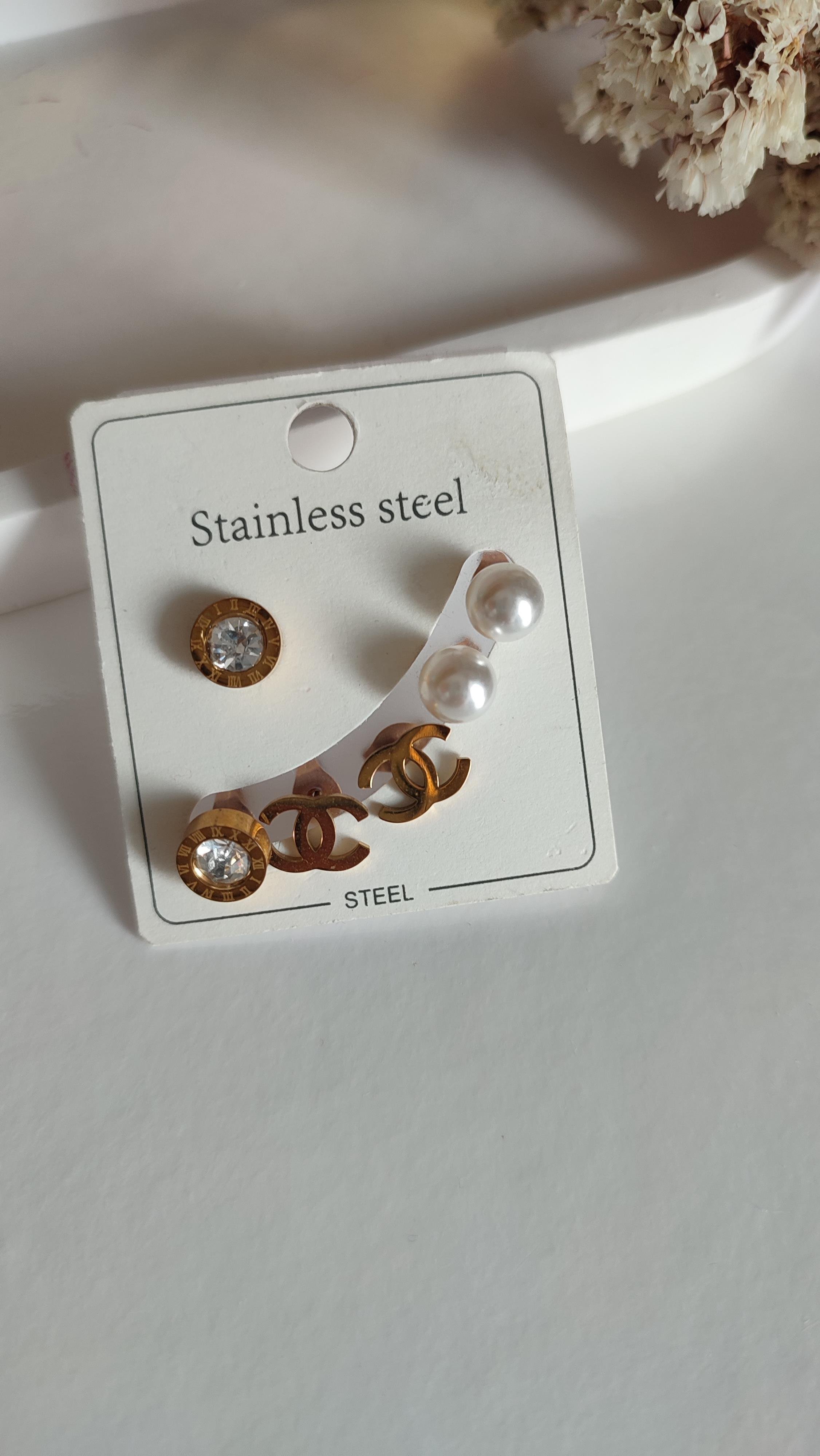 ÇELİK GOLD ALTILI KÜPE SET 