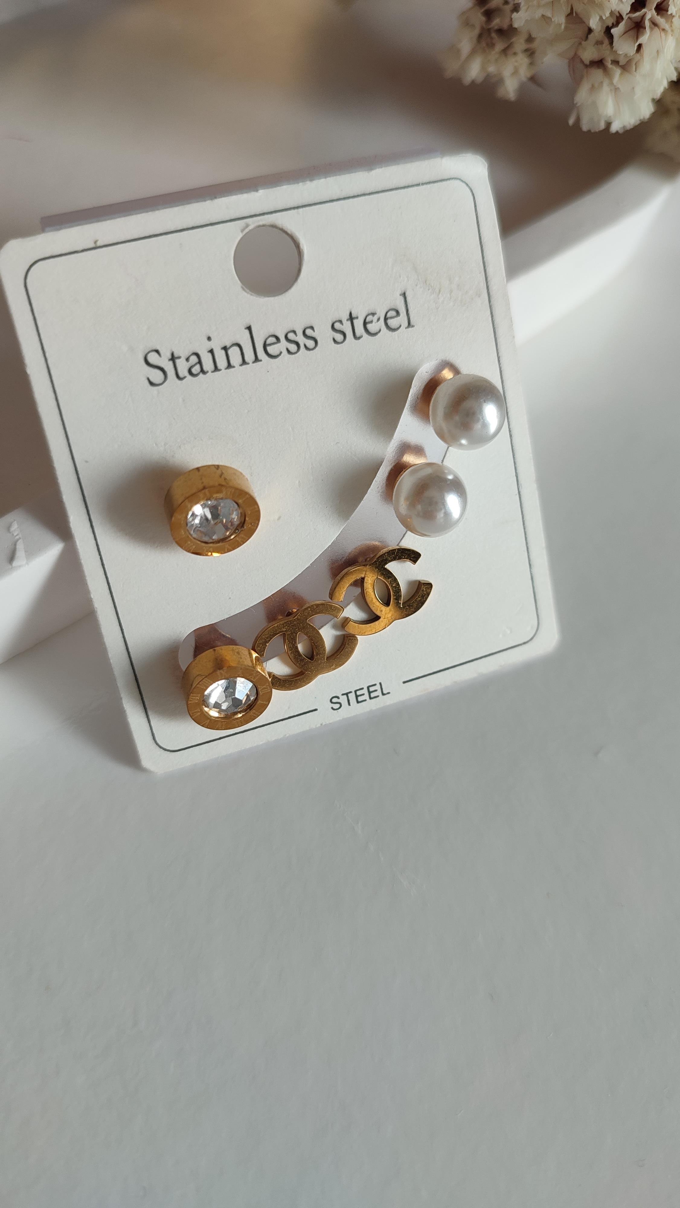 ÇELİK GOLD ALTILI KÜPE SET 